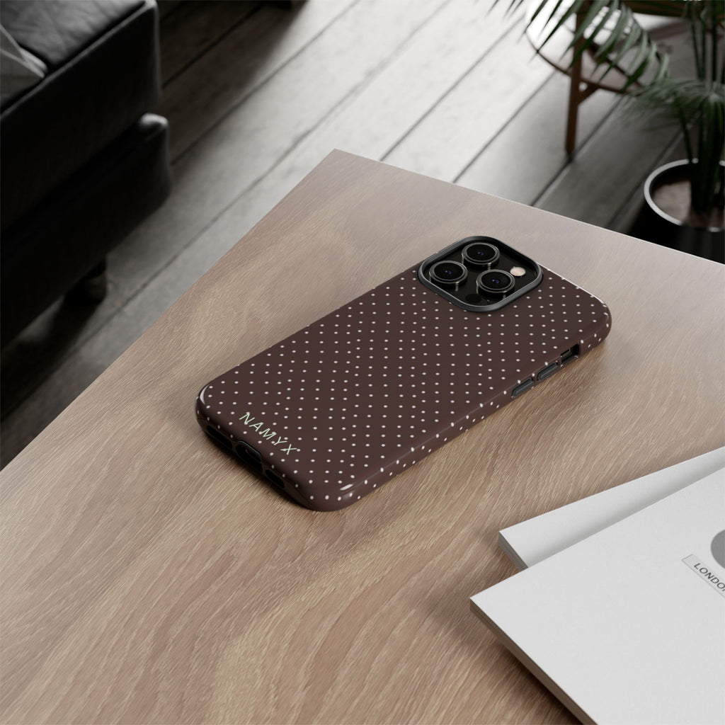 Brown Polka Dot Tough Phone Case - Slim Protective iPhone Cover