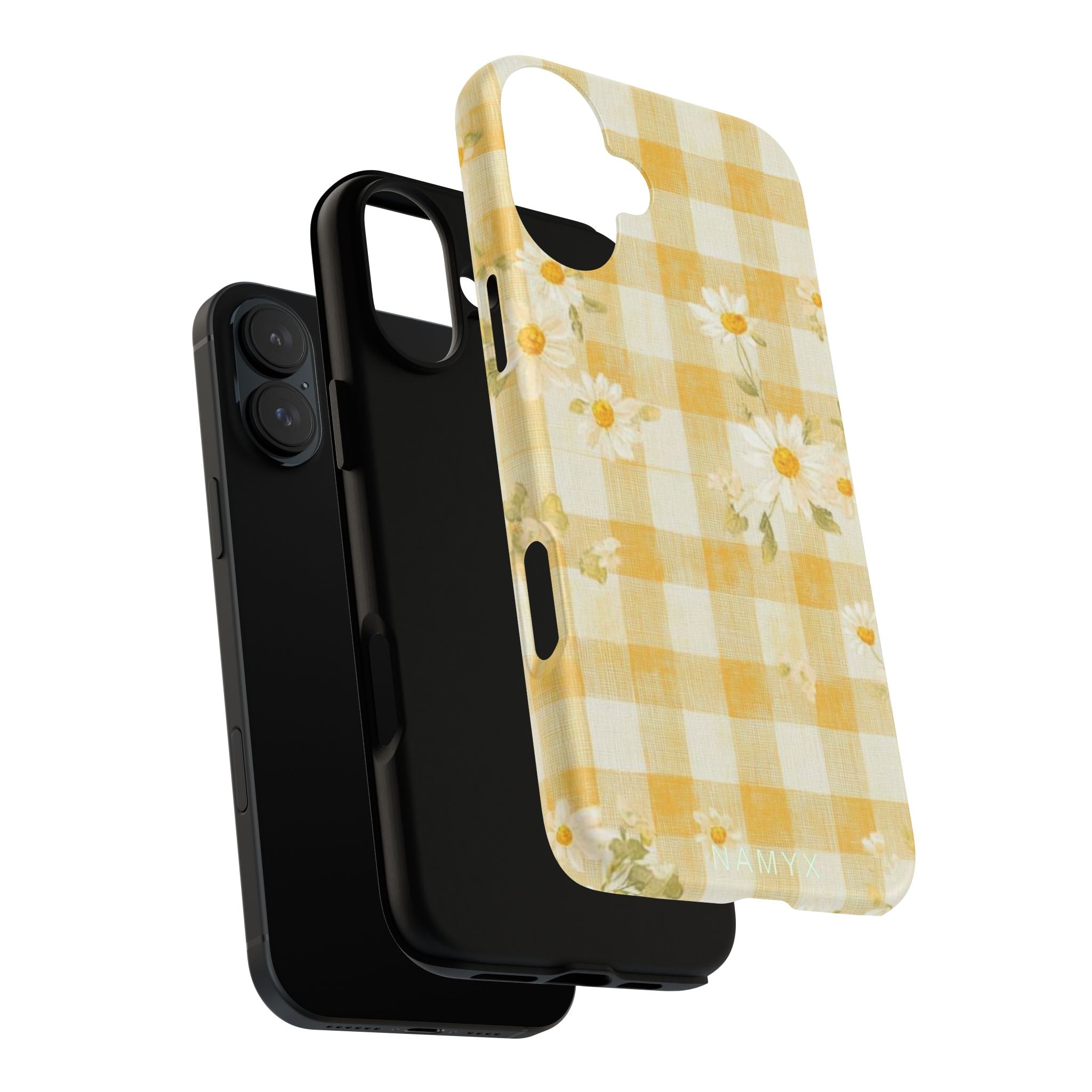 Daisy Gingham Tough Phone Case — Yellow Floral Protective Cover