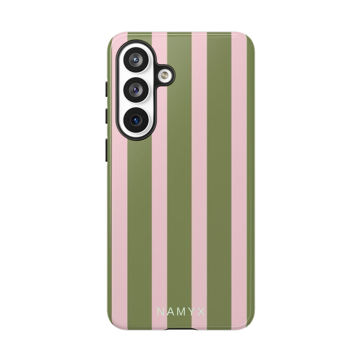 Striped Olive & Blush Tough Phone Case — Durable Protective Phone Cover