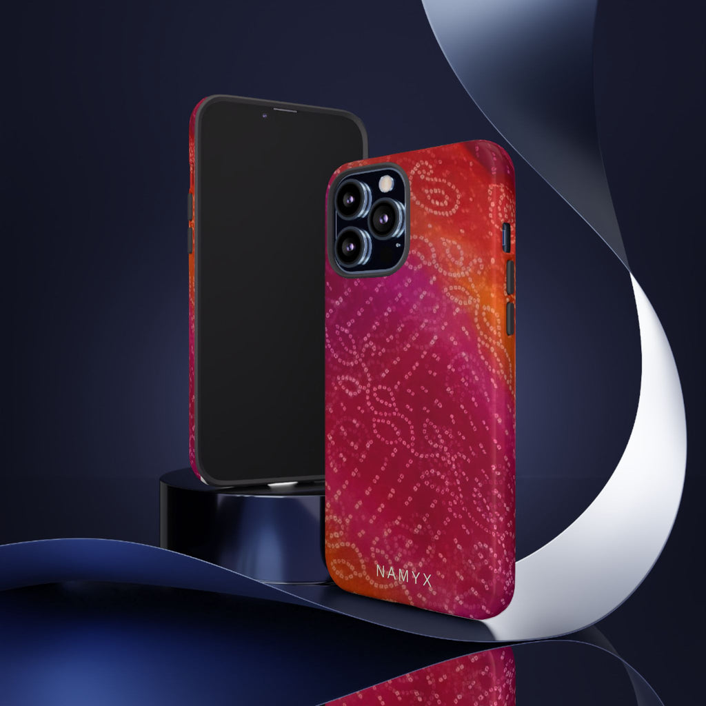 Floral Bandana Tough Case — Protective Phone Case with Pink Orange Paisley Design