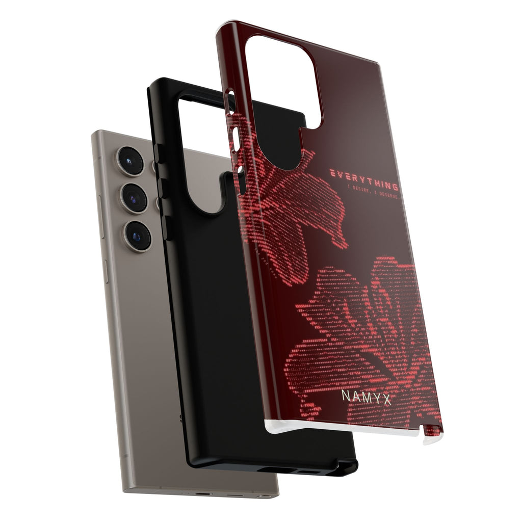Floral Tough Phone Case — 'Everything' Burgundy Protective Cover