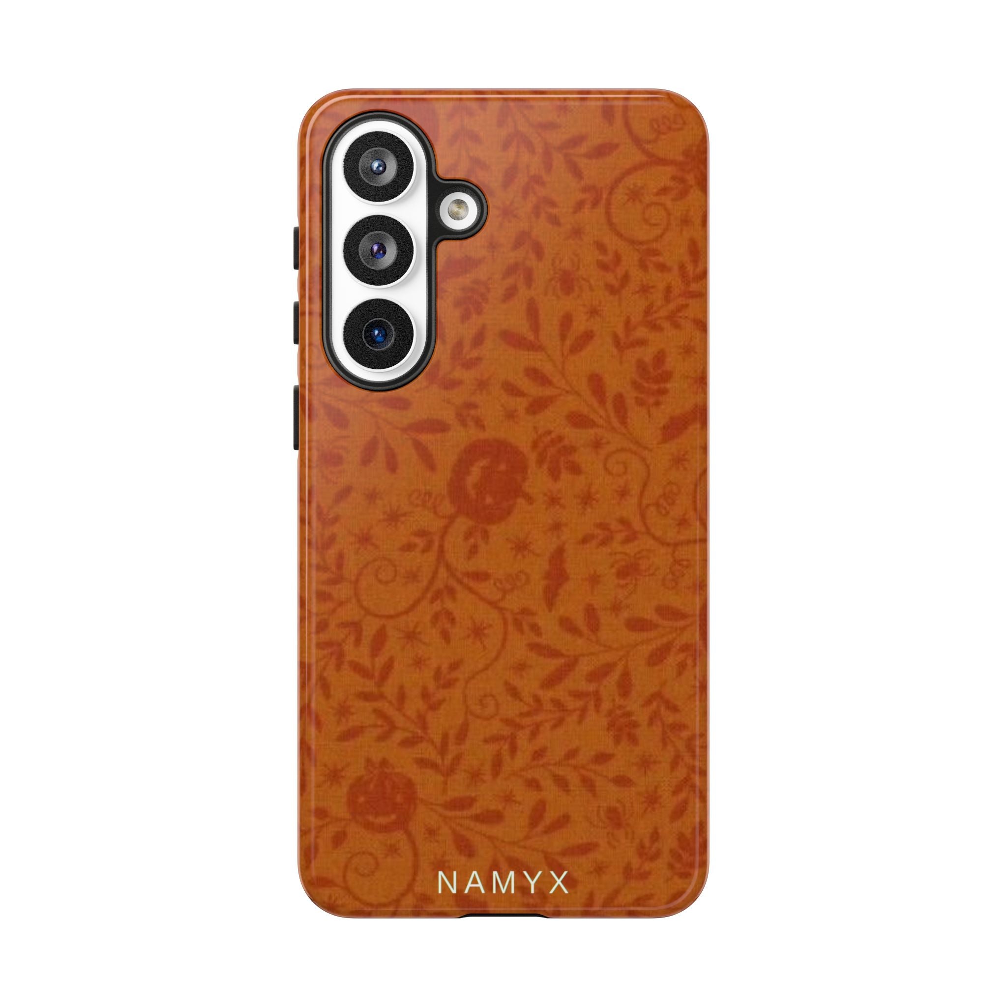 Floral Leather Phone Case — Rustic Orange Botanical Tough Case