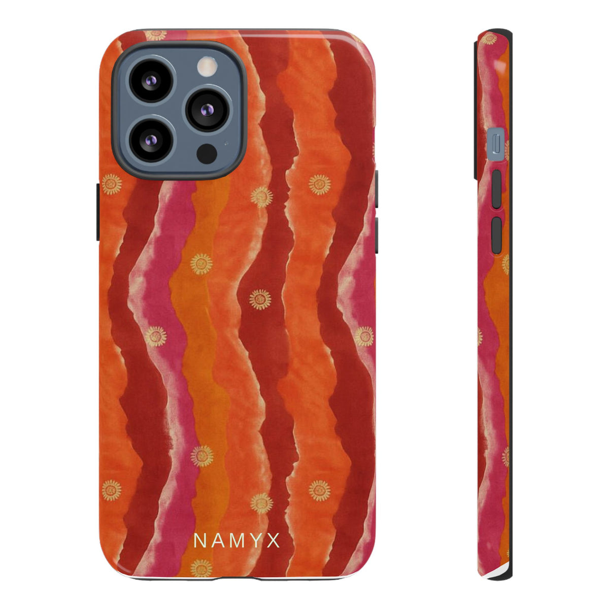 Abstract Red Waves Phone Case — Bold Orange & Pink Protective Tough Case