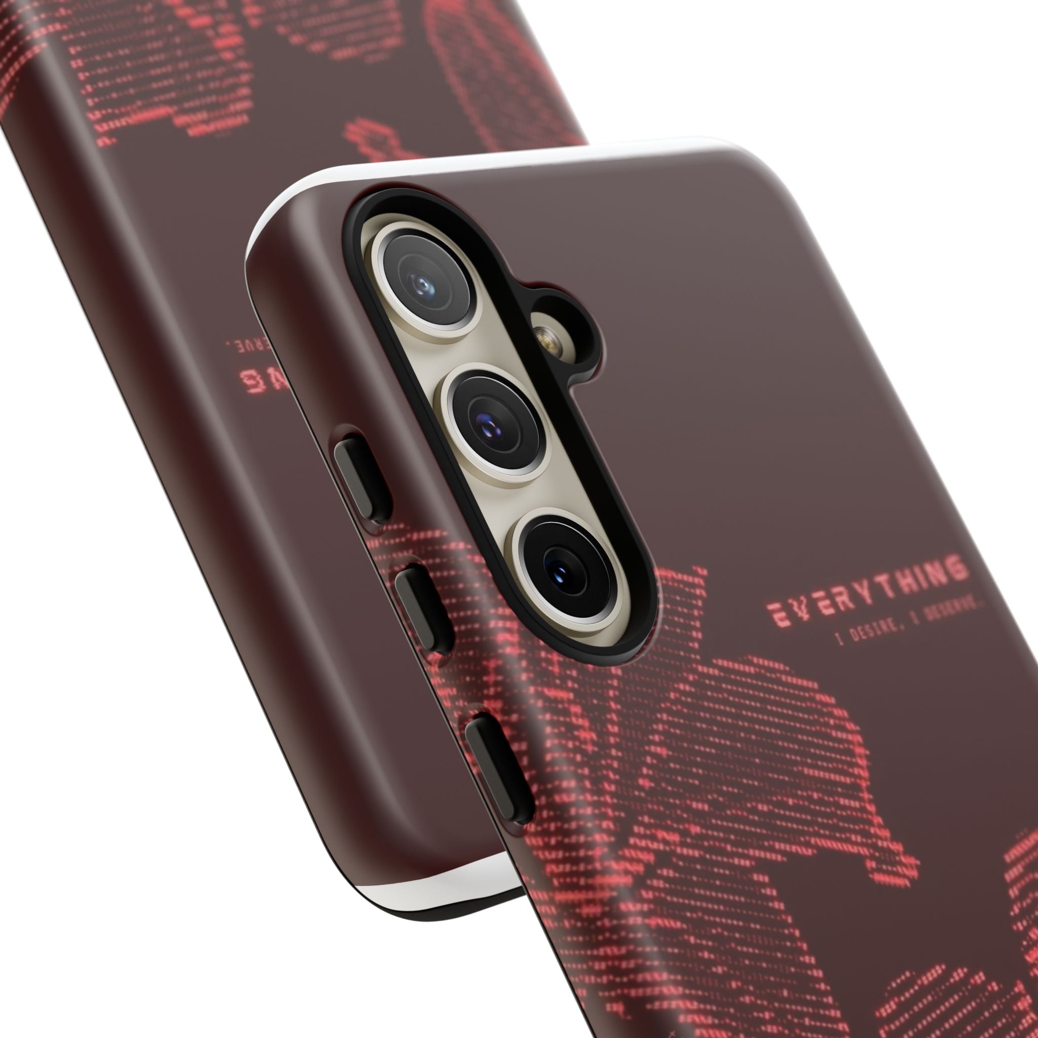 Floral Tough Phone Case — 'Everything' Burgundy Protective Cover