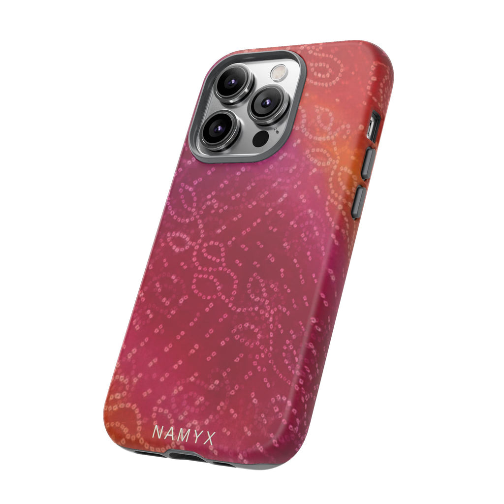 Floral Bandana Tough Case — Protective Phone Case with Pink Orange Paisley Design