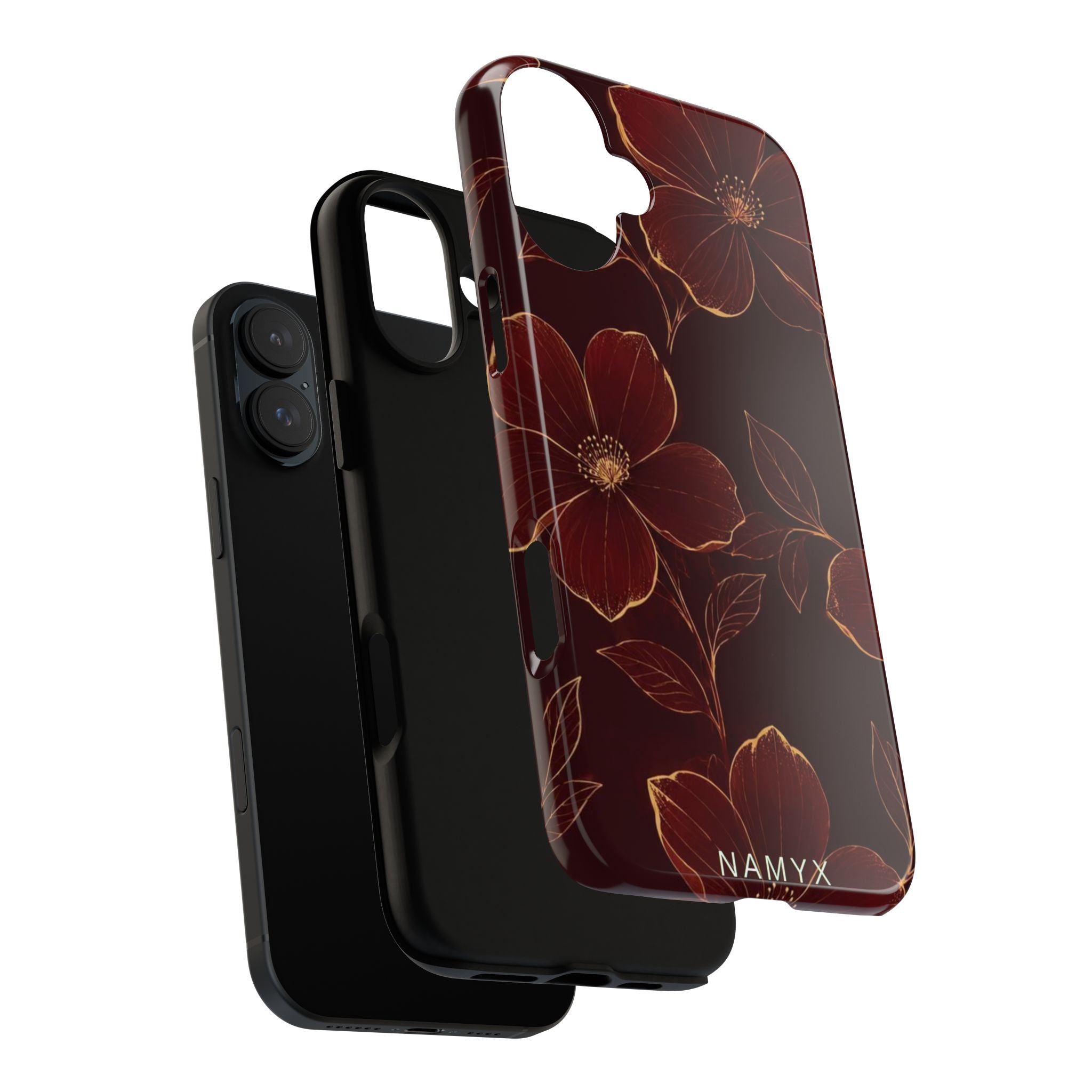 Floral Tough Case — Dark Red Botanical Phone Case