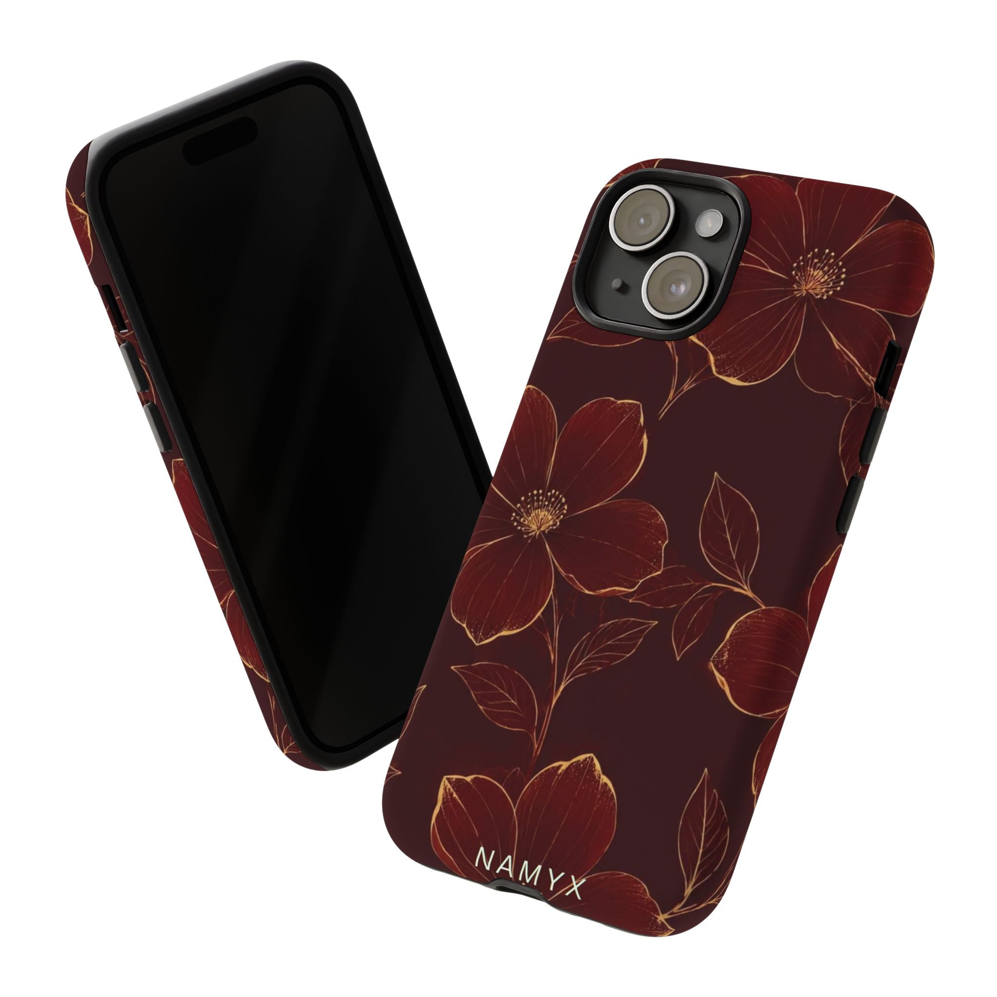 Floral Tough Case — Dark Red Botanical Phone Case