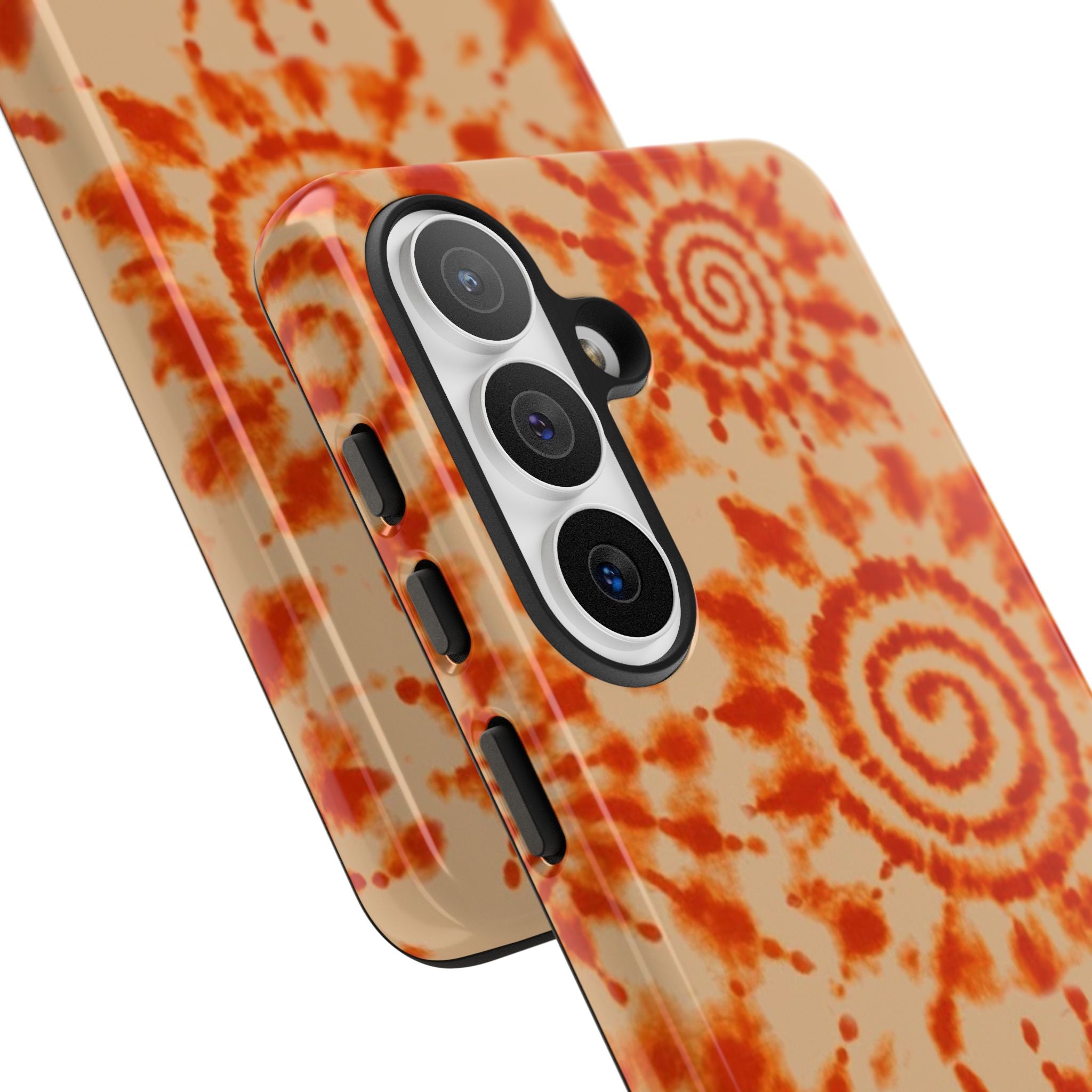 Tie-Dye Spiral Tough Phone Case — Orange Retro Protective Case