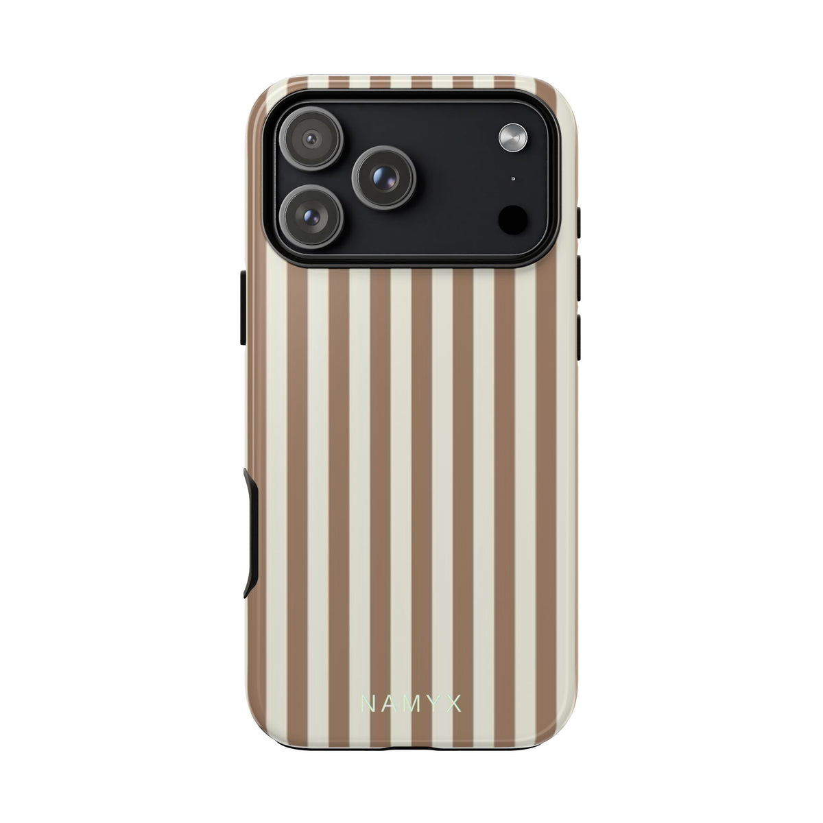 Striped Beige Phone Case — Classic Vertical Brown & Cream Stripe Tough Case