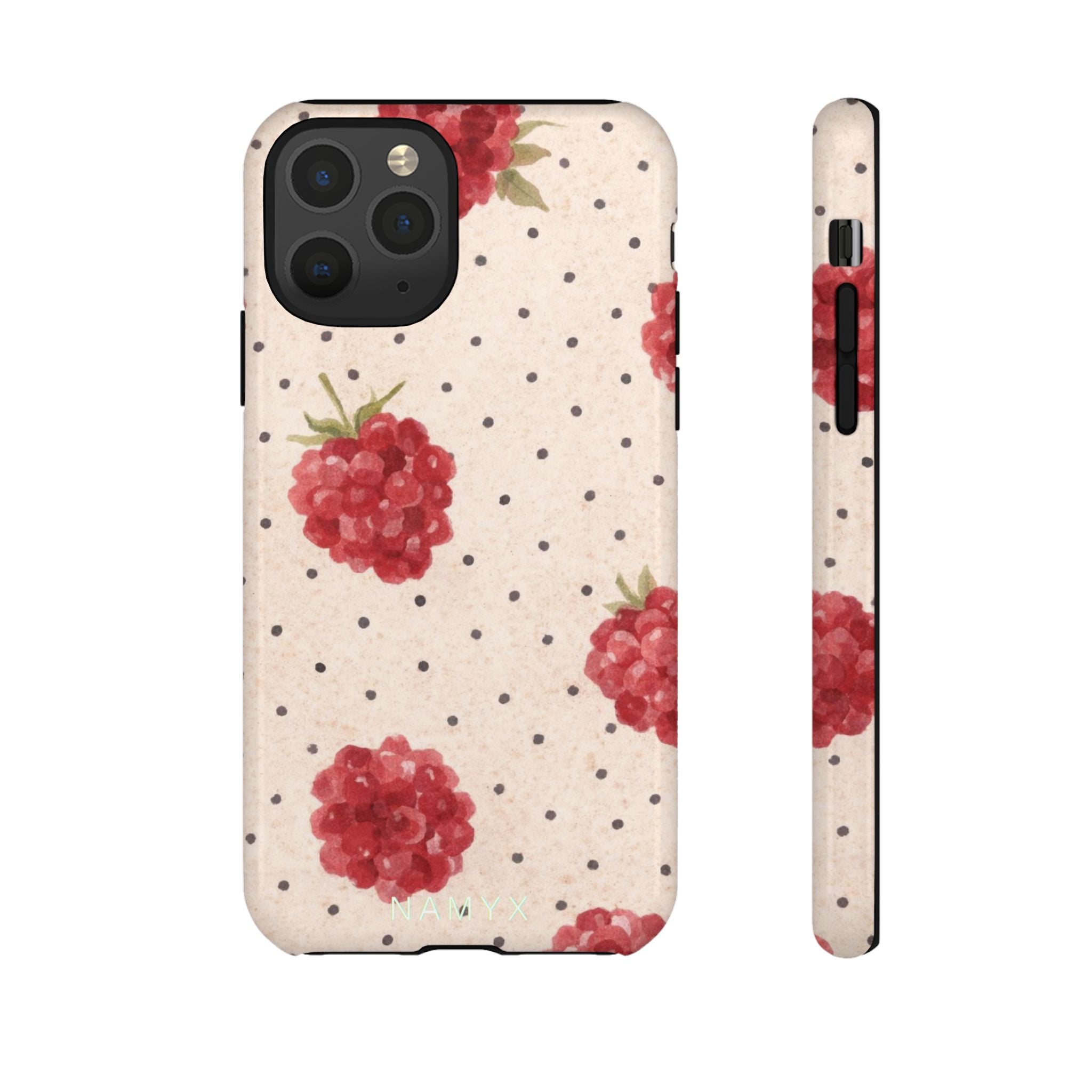 Raspberry Dotted Tough Phone Case — Vintage Floral Protective Cover
