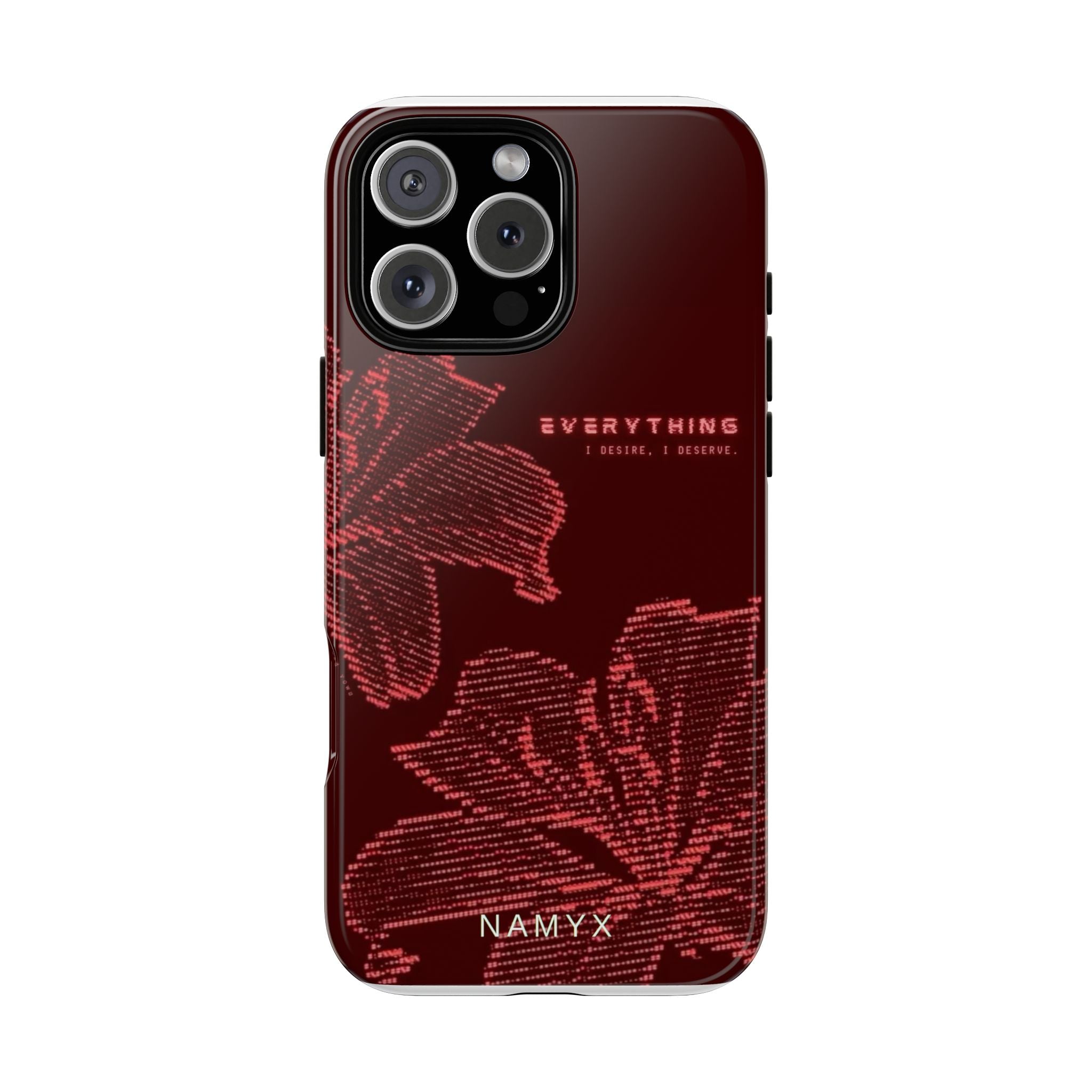 Floral Tough Phone Case — 'Everything' Burgundy Protective Cover
