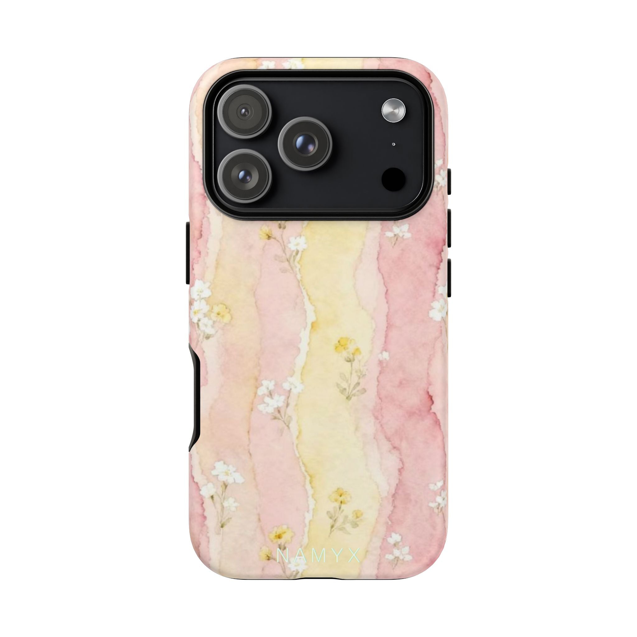 Floral Watercolor Tough Phone Case — Pink & Yellow Daisy Protective Cover