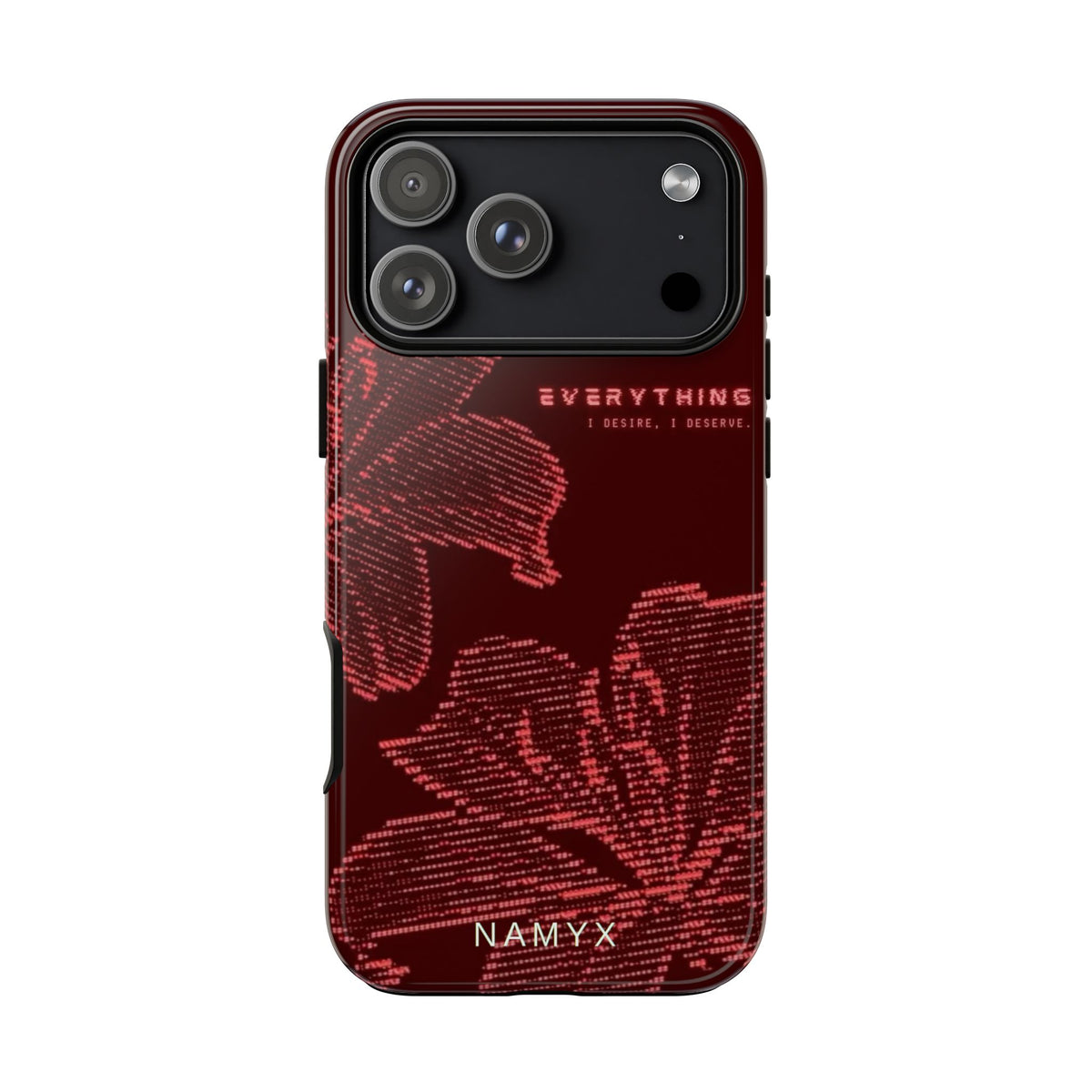 Floral Tough Phone Case — 'Everything' Burgundy Protective Cover