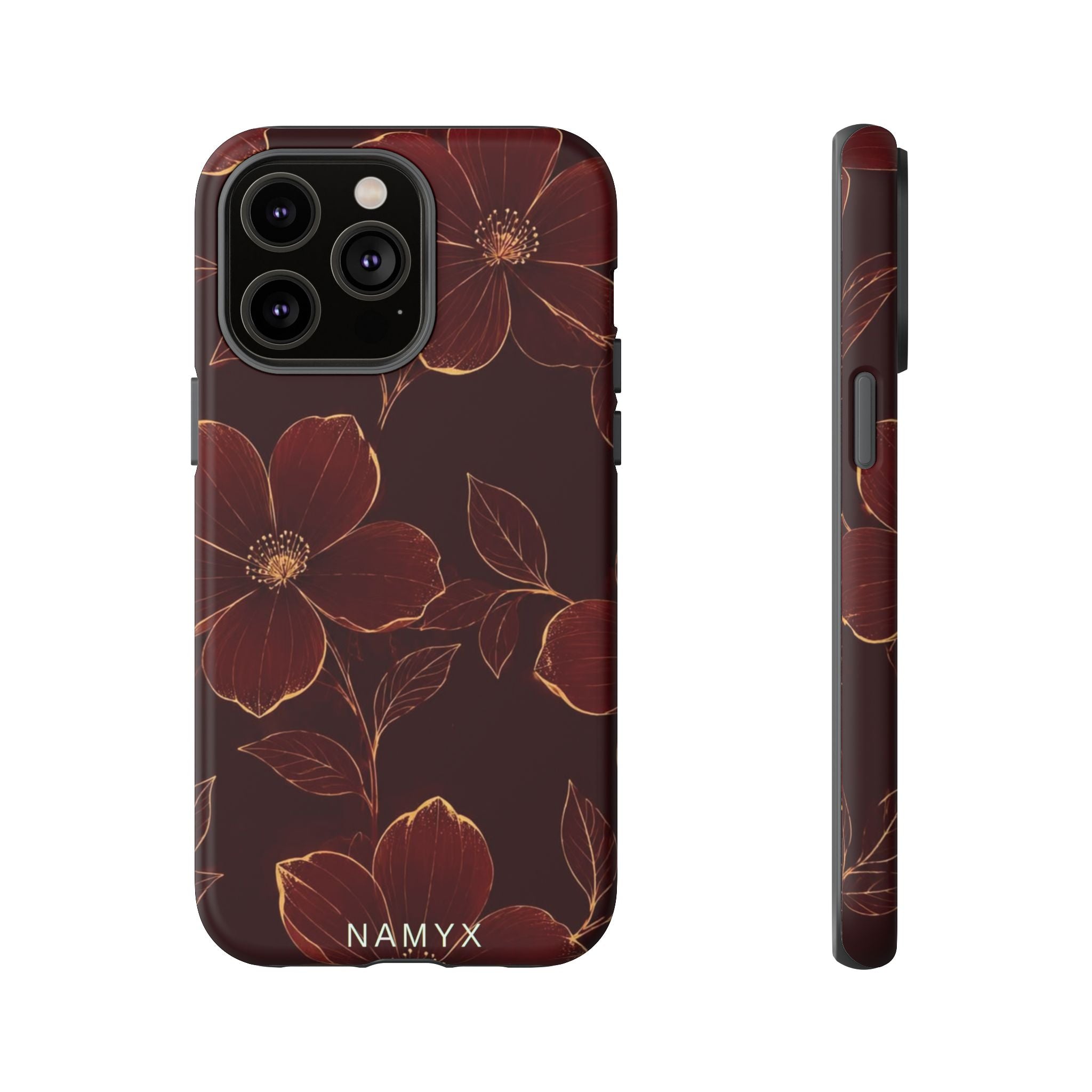 Floral Tough Case — Dark Red Botanical Phone Case