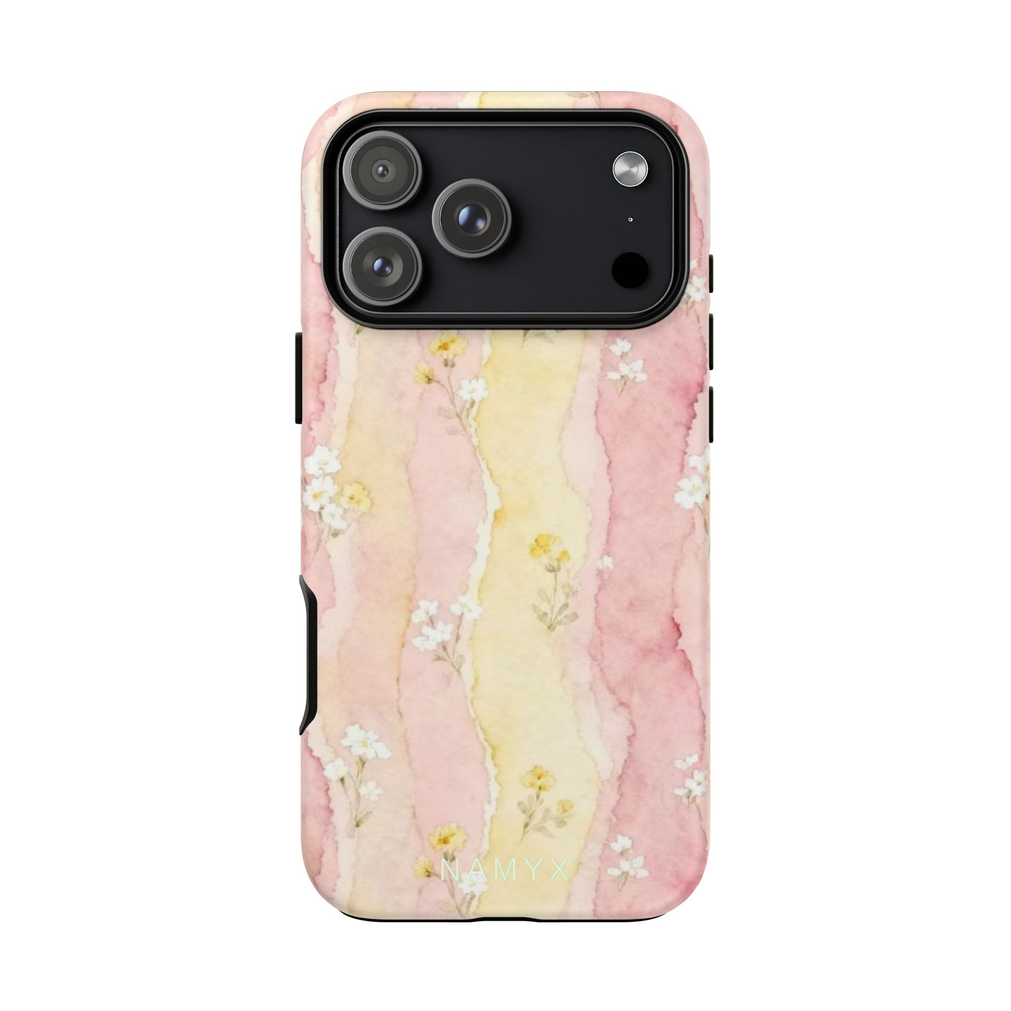 Floral Watercolor Tough Phone Case — Pink & Yellow Daisy Protective Cover
