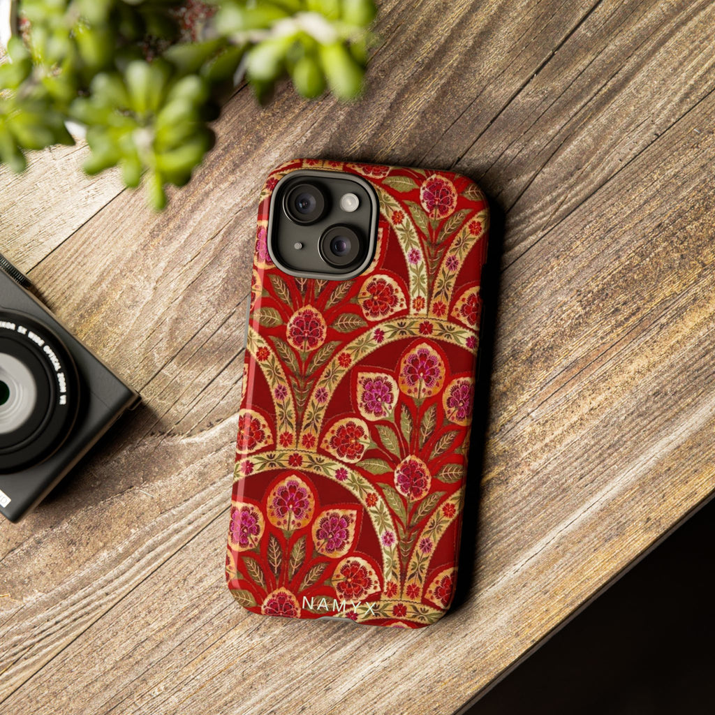 Floral Paisley Tough Phone Case — Red Gold Vintage Pattern