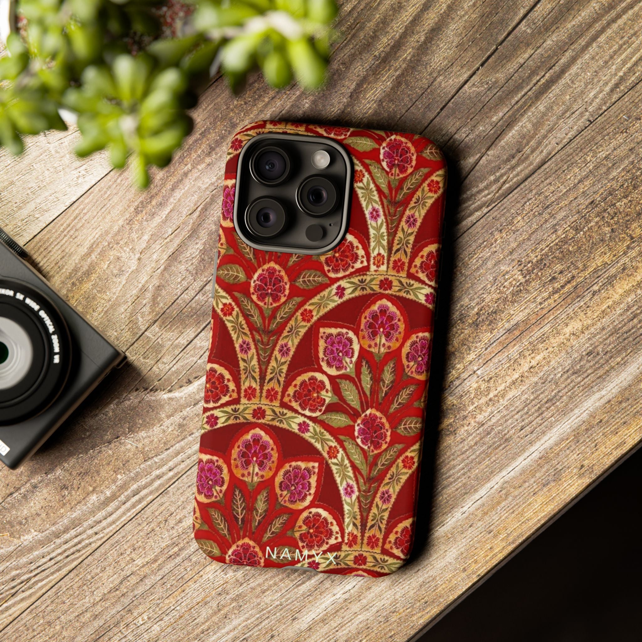 Floral Paisley Tough Phone Case — Red Gold Vintage Pattern