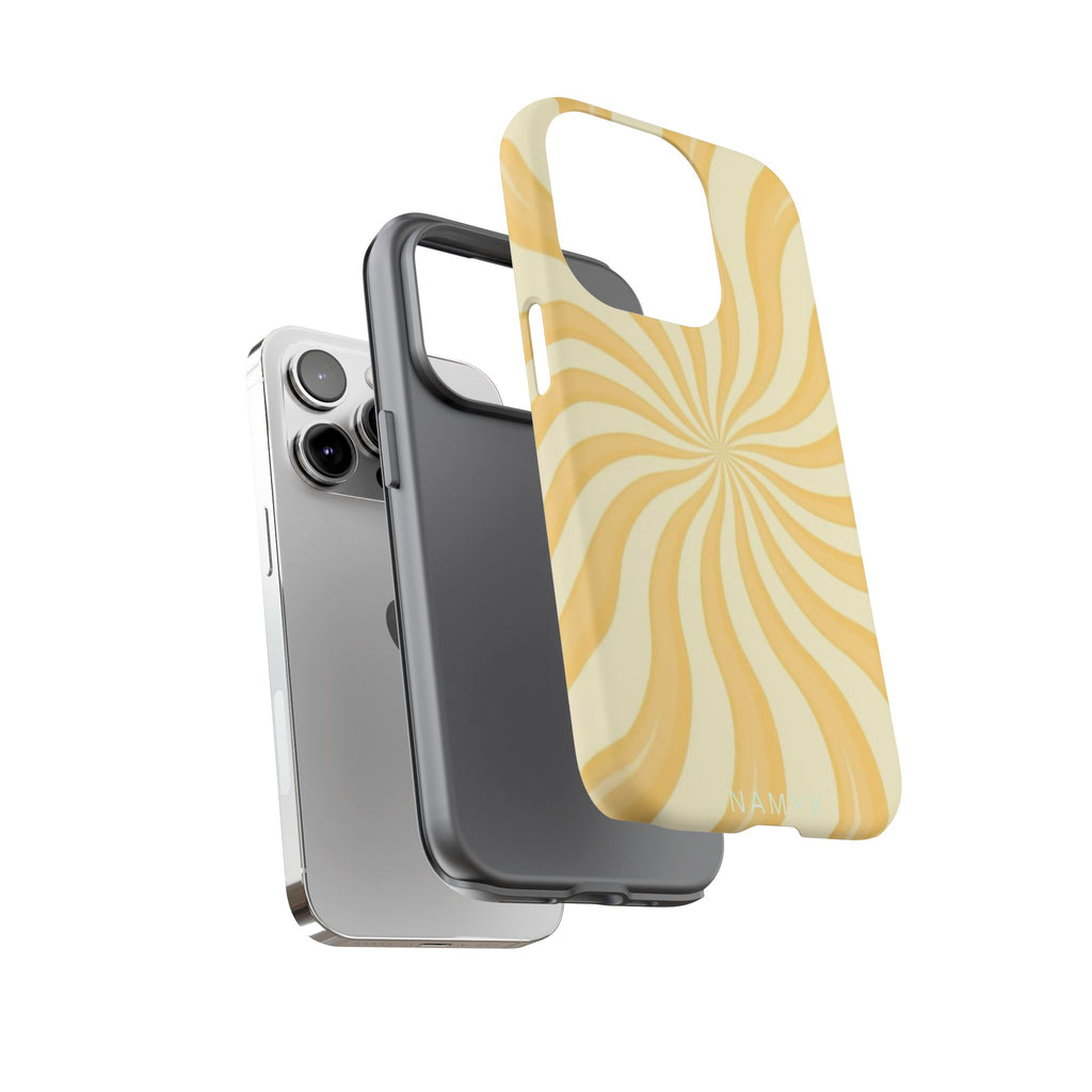 Phone Case — Retro Yellow Swirl Tough Protective Cover