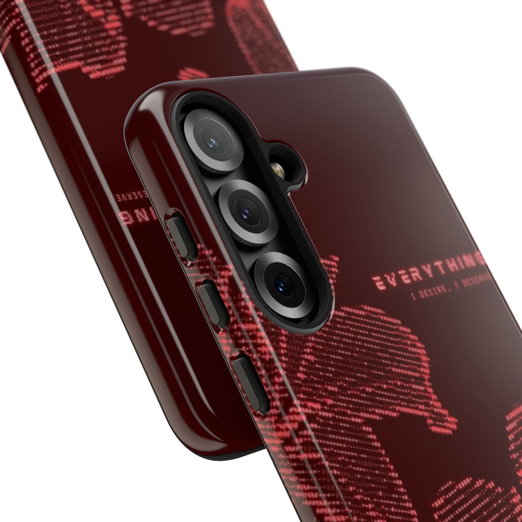 Floral Tough Phone Case — 'Everything' Burgundy Protective Cover