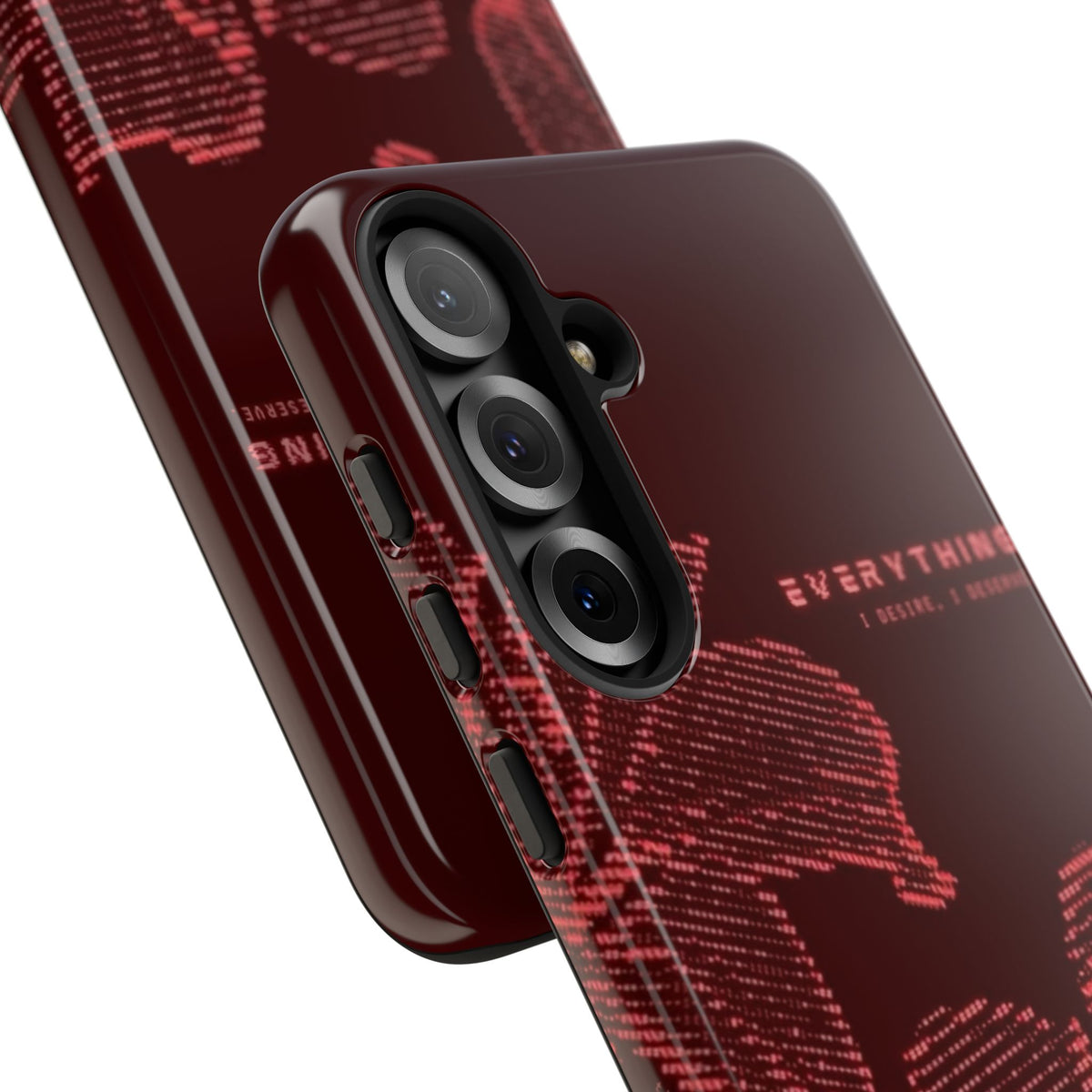 Floral Tough Phone Case — 'Everything' Burgundy Protective Cover