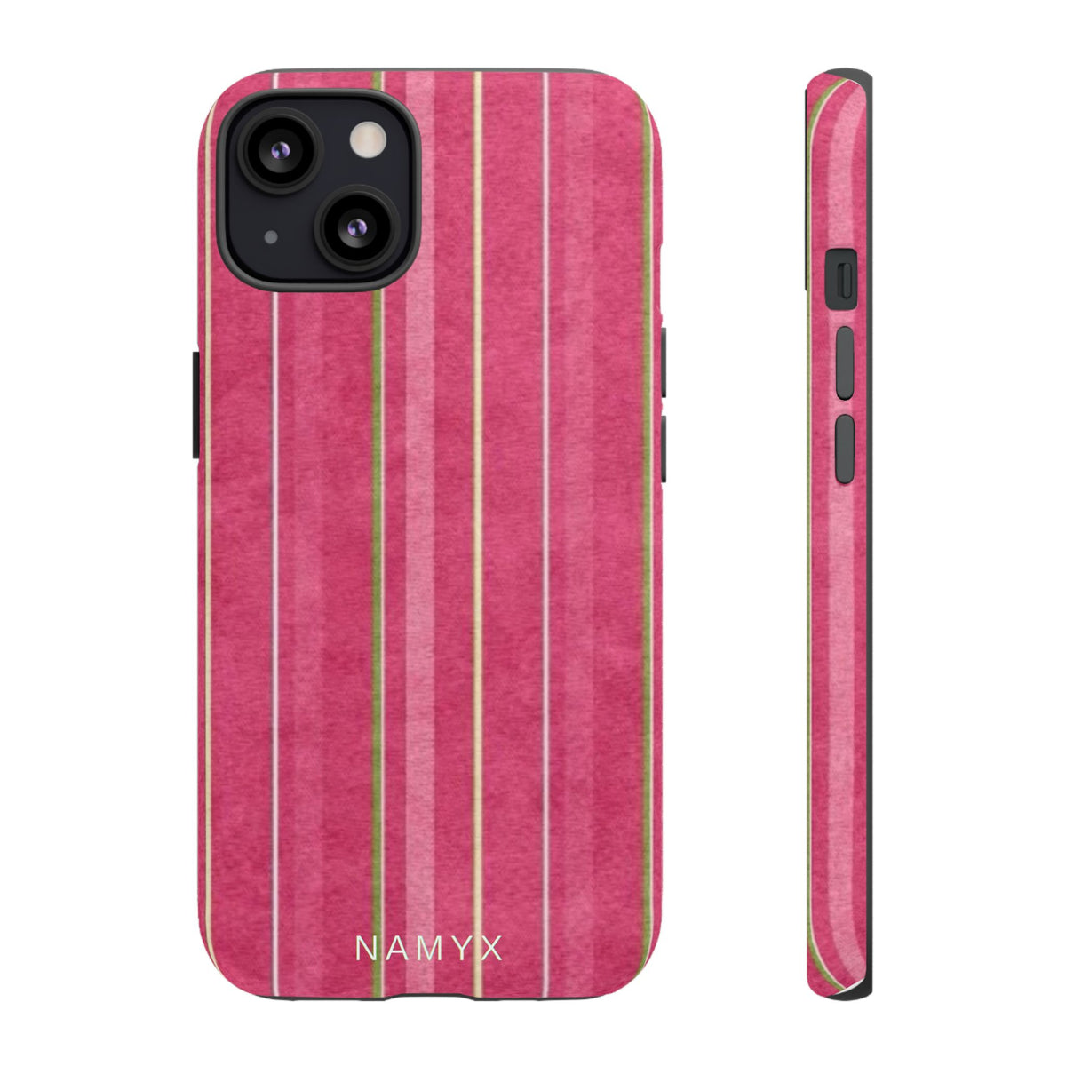Pink Vertical Stripe Tough Phone Case — Durable Protective iPhone Cover with Subtle Vintage Stripes