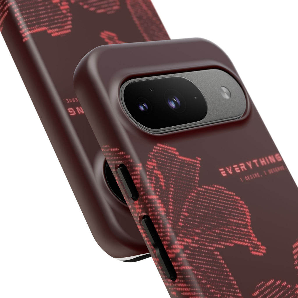 Floral Tough Phone Case — 'Everything' Burgundy Protective Cover
