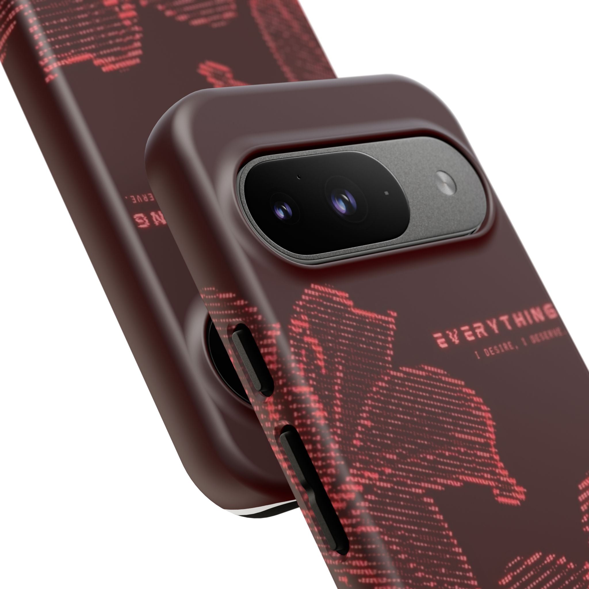 Floral Tough Phone Case — 'Everything' Burgundy Protective Cover