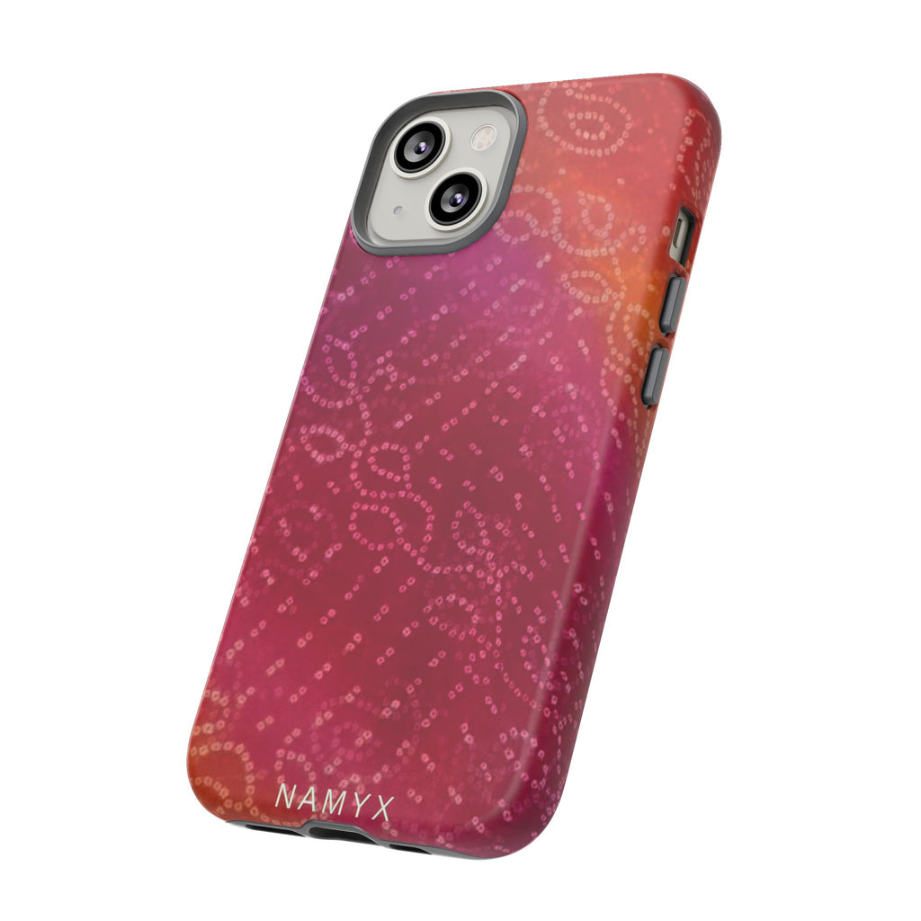 Floral Bandana Tough Case — Protective Phone Case with Pink Orange Paisley Design