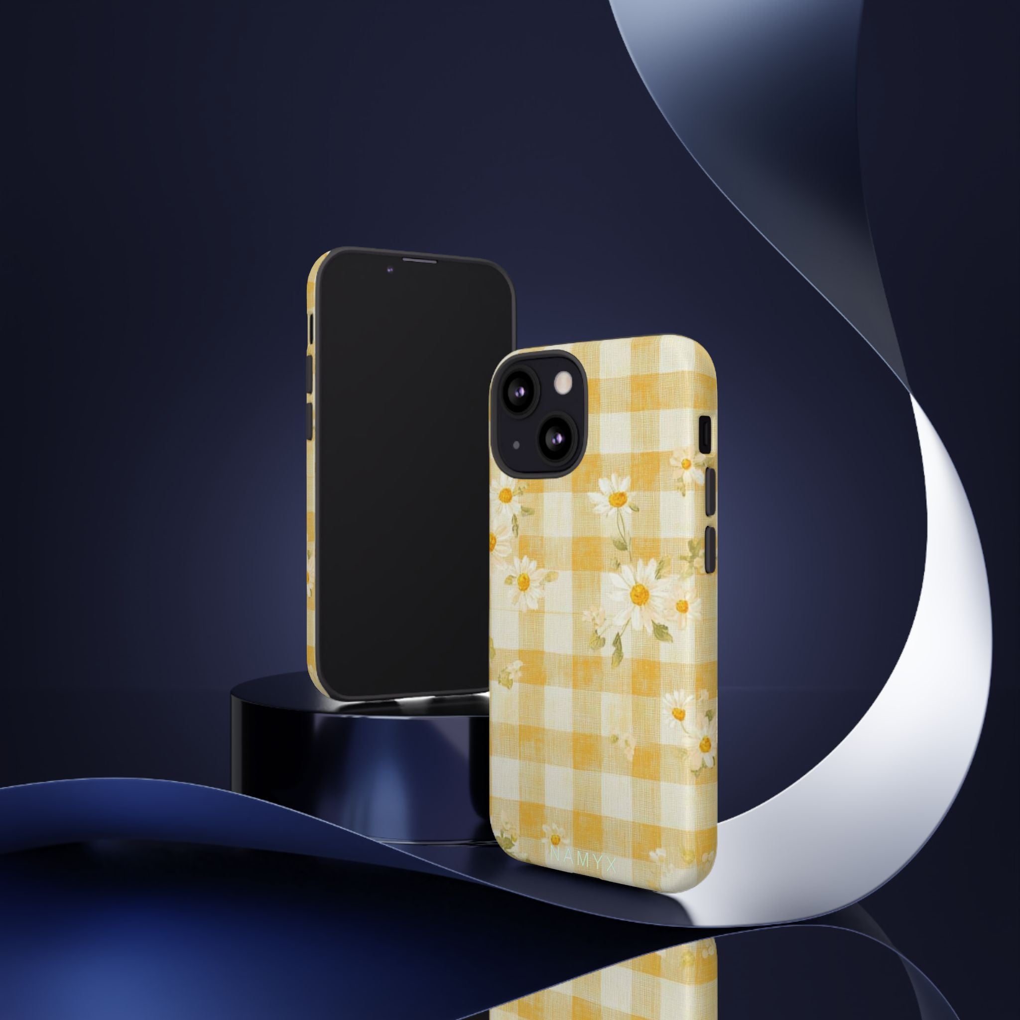 Daisy Gingham Tough Phone Case — Yellow Floral Protective Cover