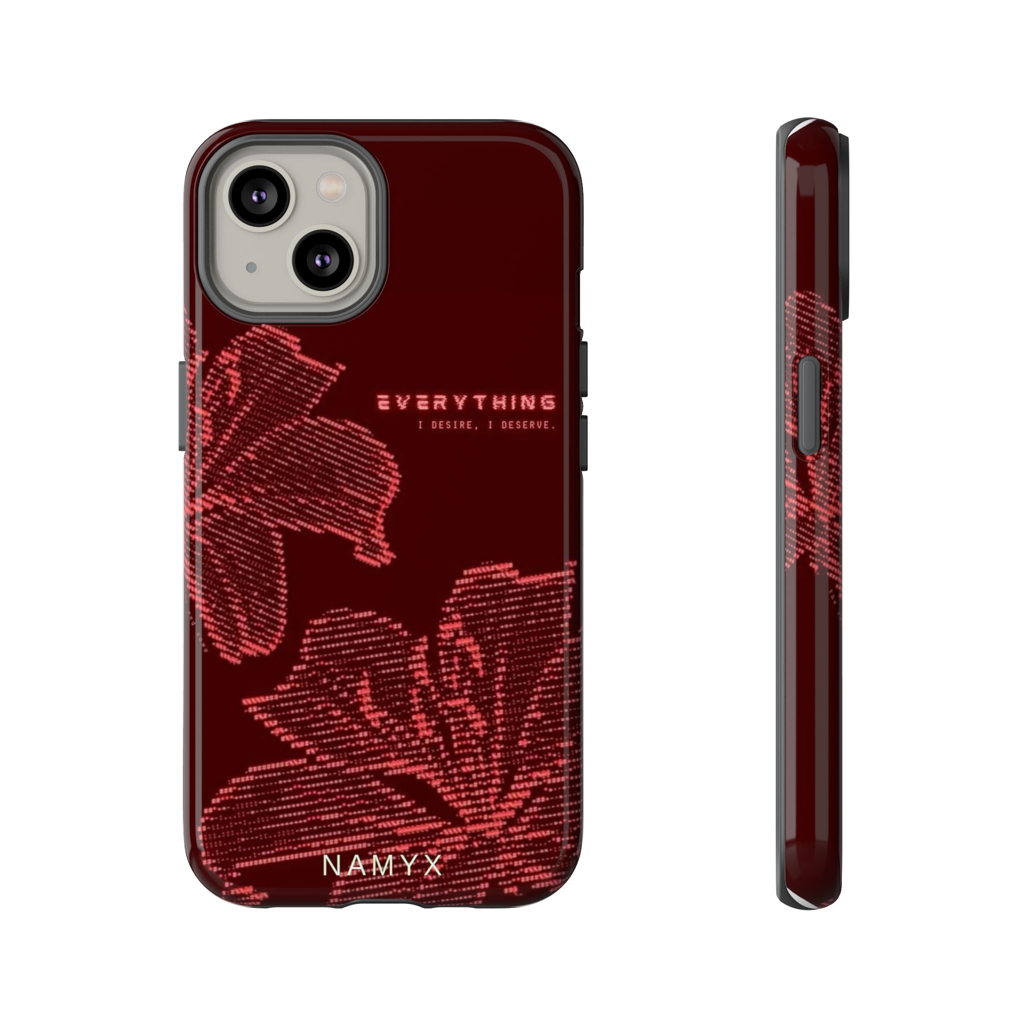 Floral Tough Phone Case — 'Everything' Burgundy Protective Cover