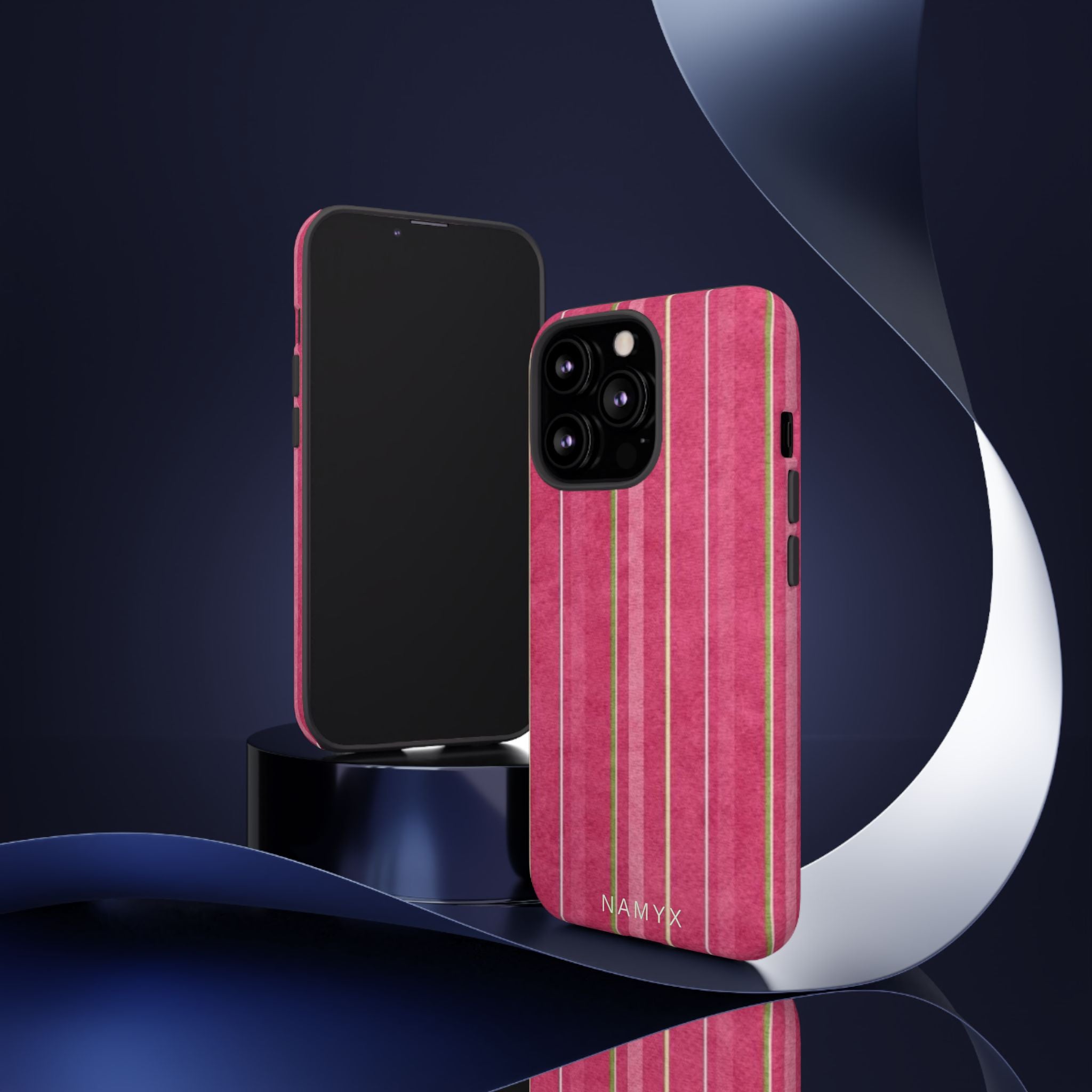 Pink Vertical Stripe Tough Phone Case — Durable Protective iPhone Cover with Subtle Vintage Stripes