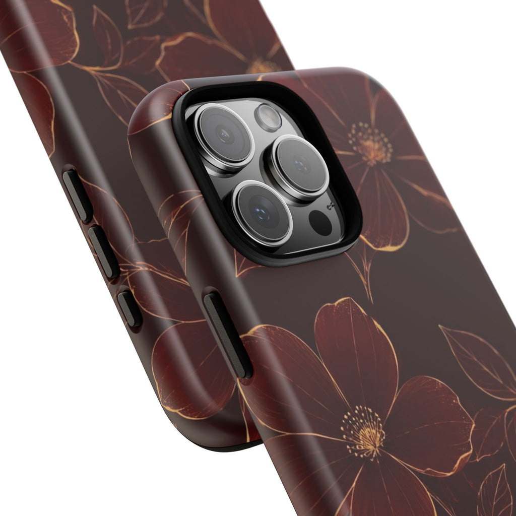 Floral Tough Case — Dark Red Botanical Phone Case
