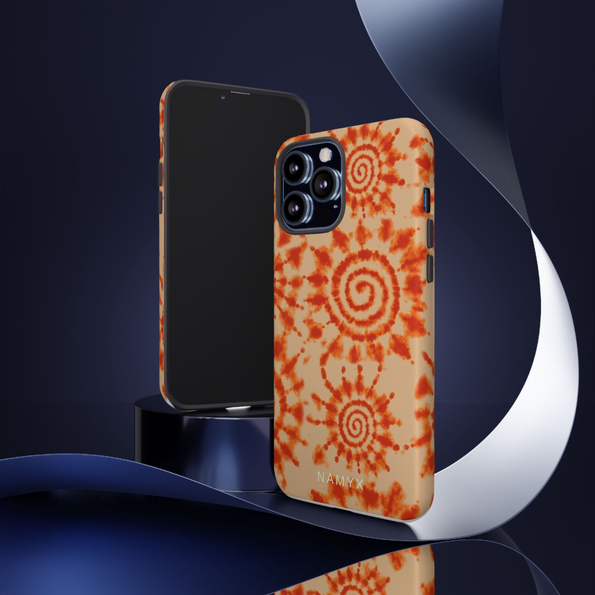 Tie-Dye Spiral Tough Phone Case — Orange Retro Protective Case