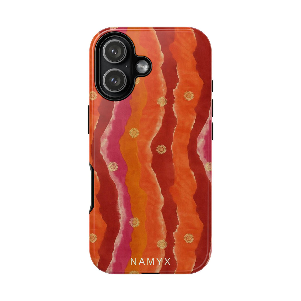 Abstract Red Waves Phone Case — Bold Orange & Pink Protective Tough Case