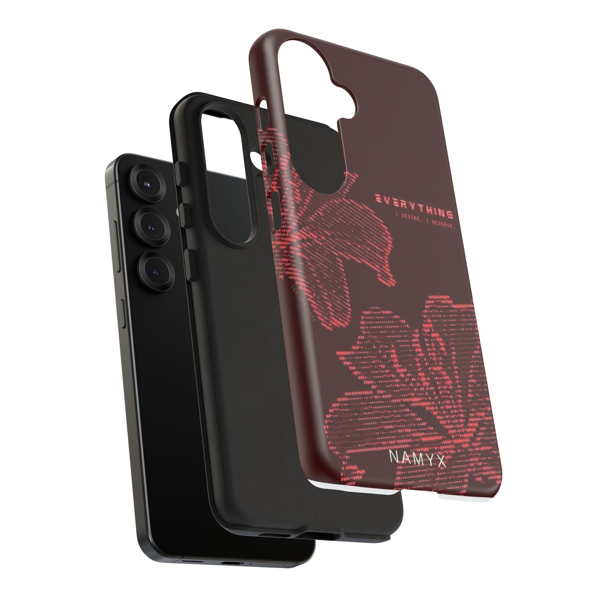 Floral Tough Phone Case — 'Everything' Burgundy Protective Cover