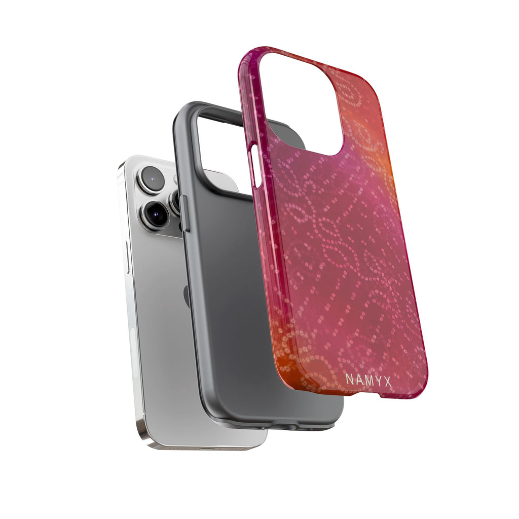 Floral Bandana Tough Case — Protective Phone Case with Pink Orange Paisley Design