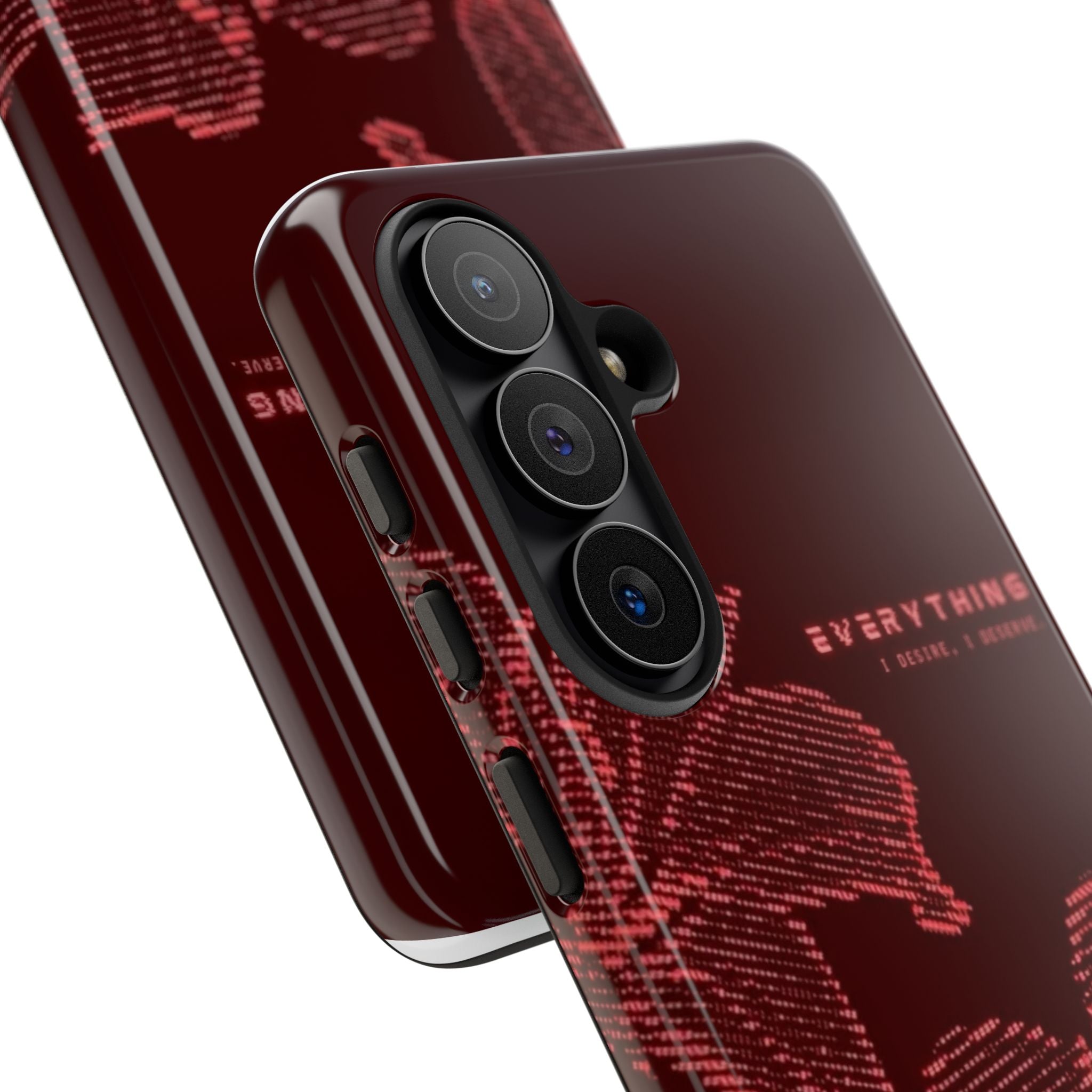 Floral Tough Phone Case — 'Everything' Burgundy Protective Cover