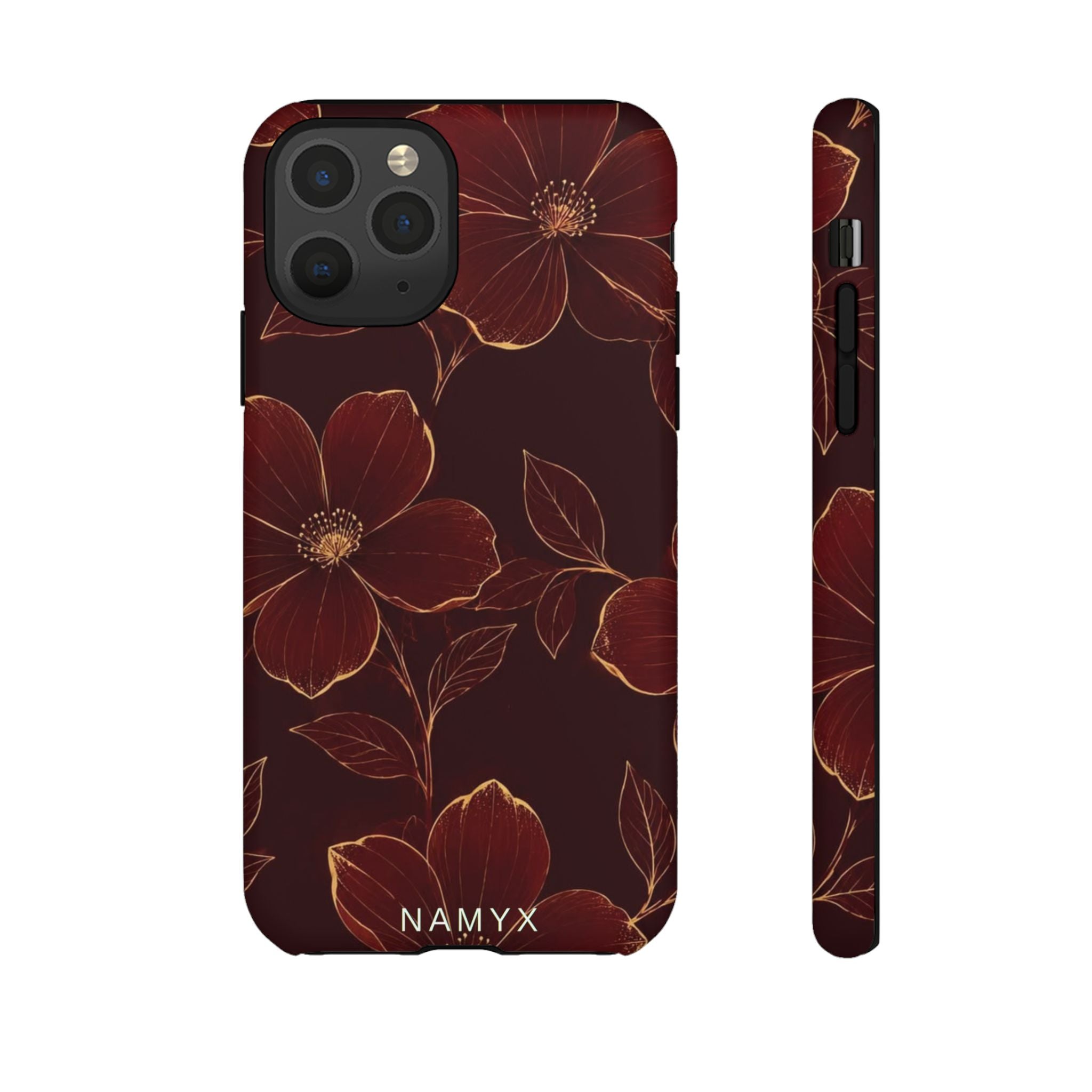 Floral Tough Case — Dark Red Botanical Phone Case
