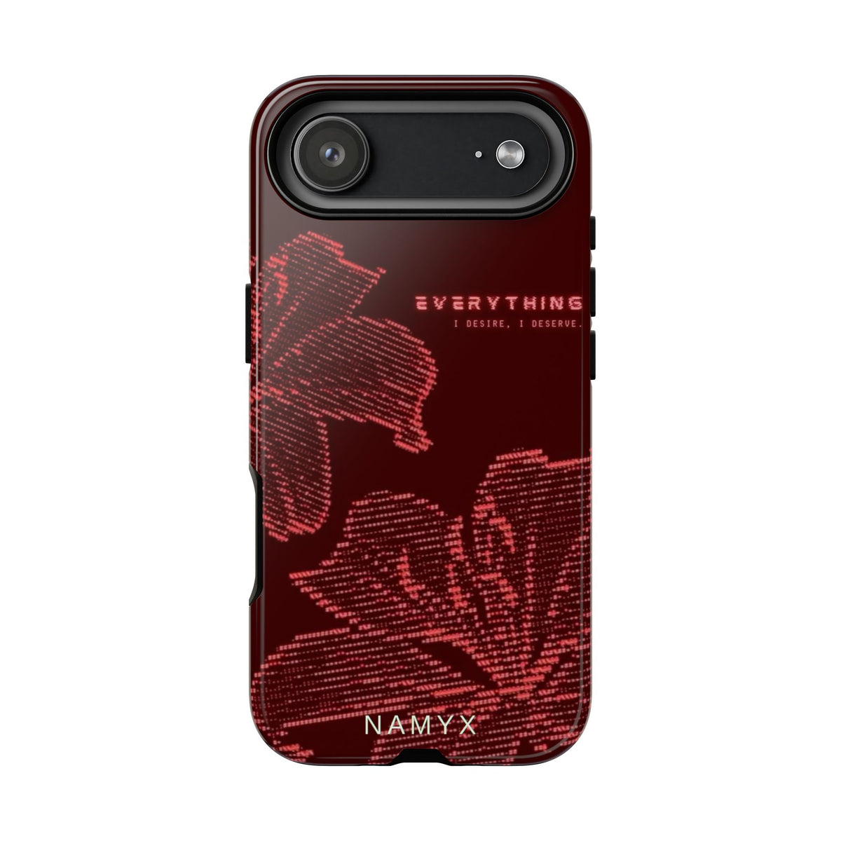 Floral Tough Phone Case — 'Everything' Burgundy Protective Cover