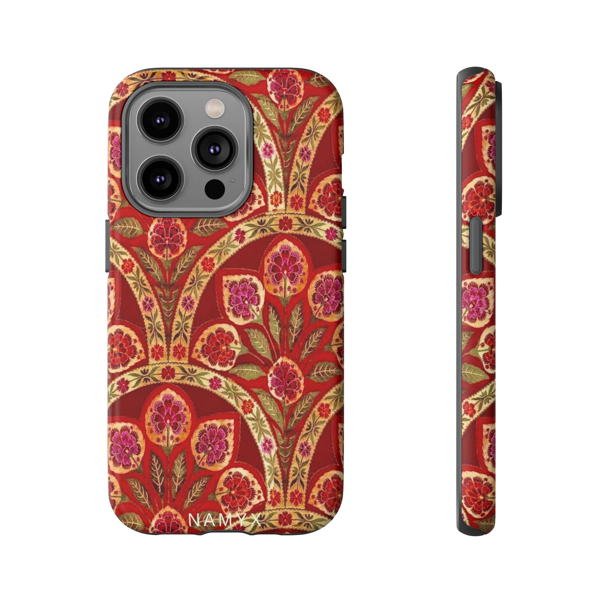 Floral Paisley Tough Phone Case — Red Gold Vintage Pattern
