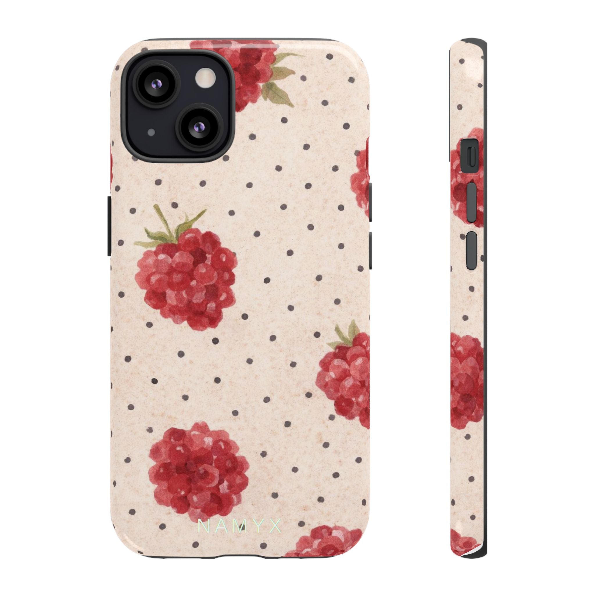 Raspberry Dotted Tough Phone Case — Vintage Floral Protective Cover