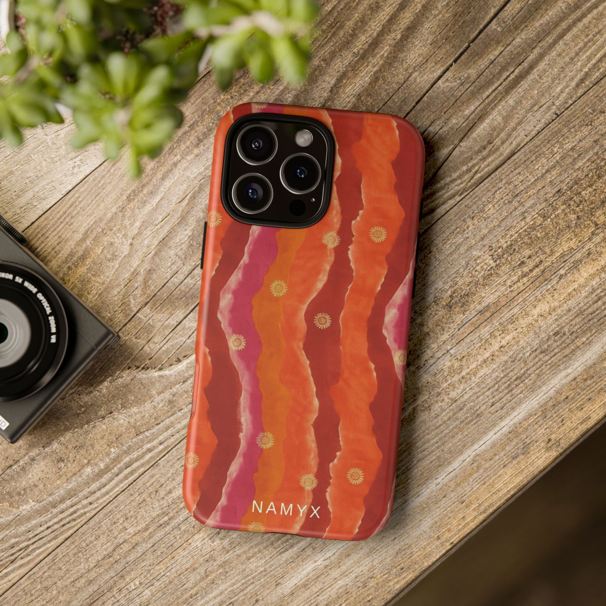 Abstract Red Waves Phone Case — Bold Orange & Pink Protective Tough Case