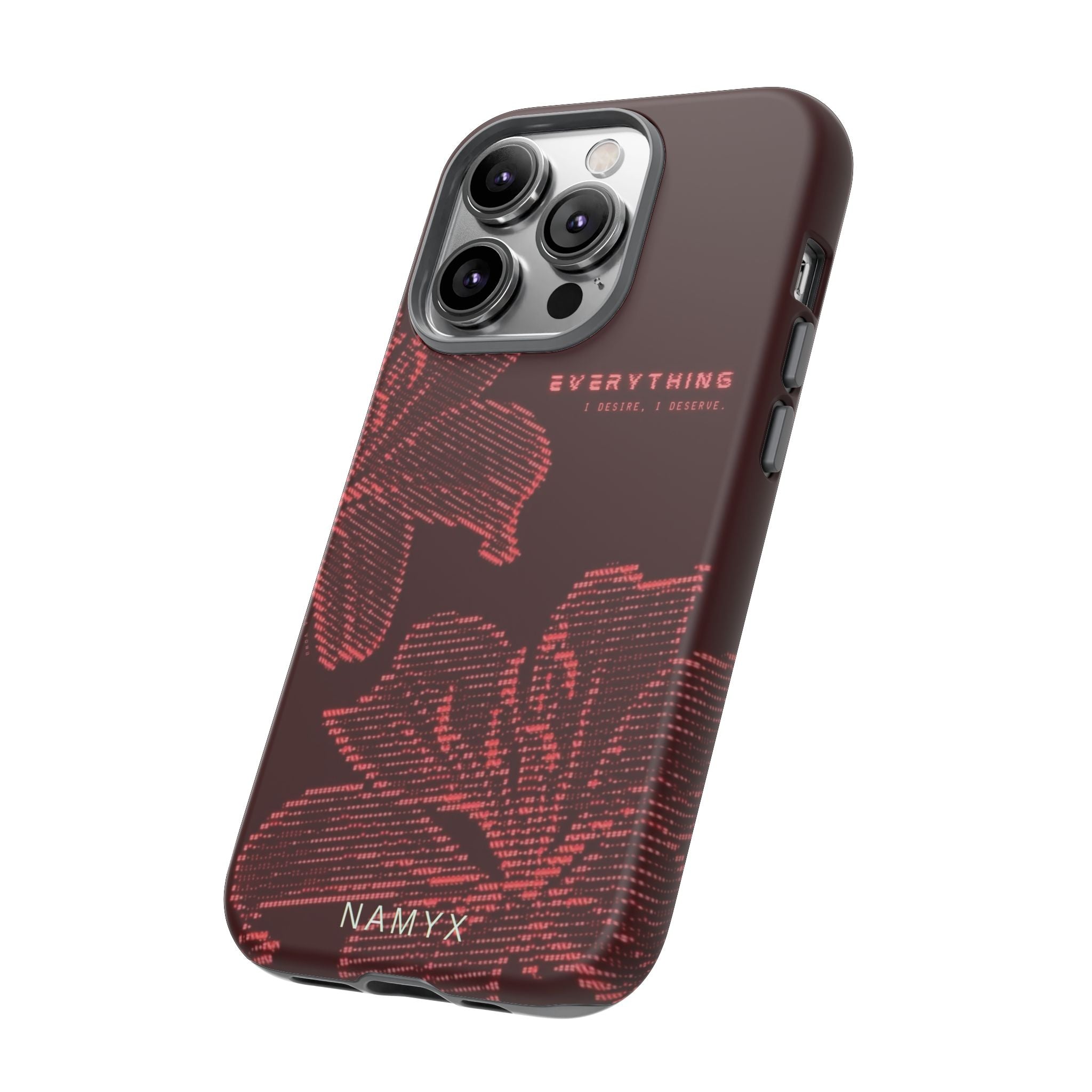 Floral Tough Phone Case — 'Everything' Burgundy Protective Cover