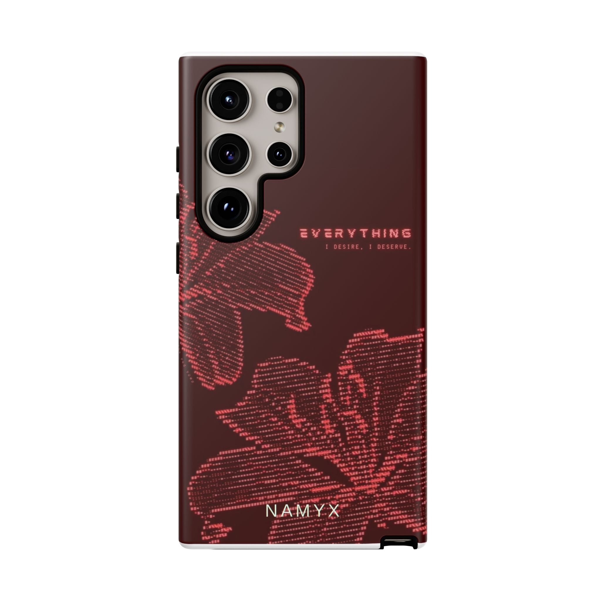 Floral Tough Phone Case — 'Everything' Burgundy Protective Cover