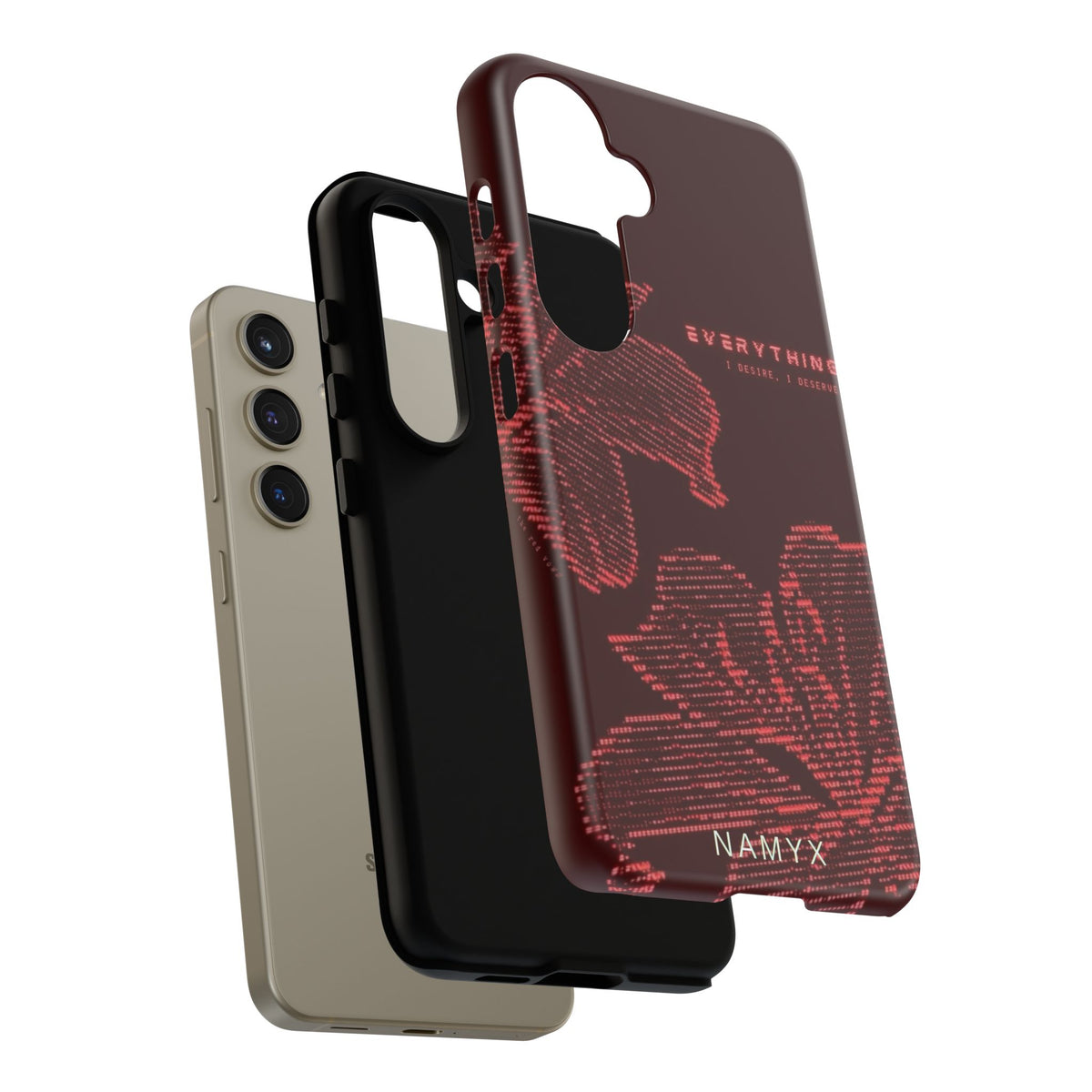 Floral Tough Phone Case — 'Everything' Burgundy Protective Cover