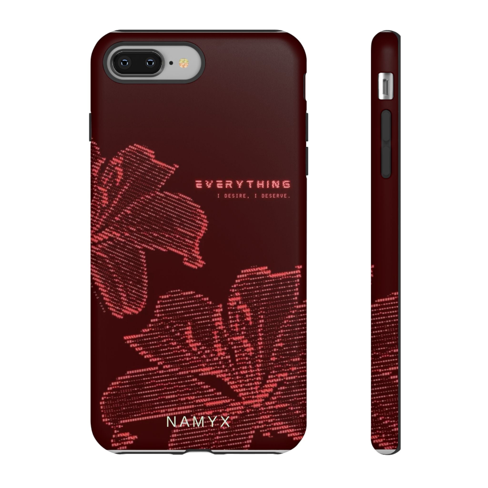 Floral Tough Phone Case — 'Everything' Burgundy Protective Cover