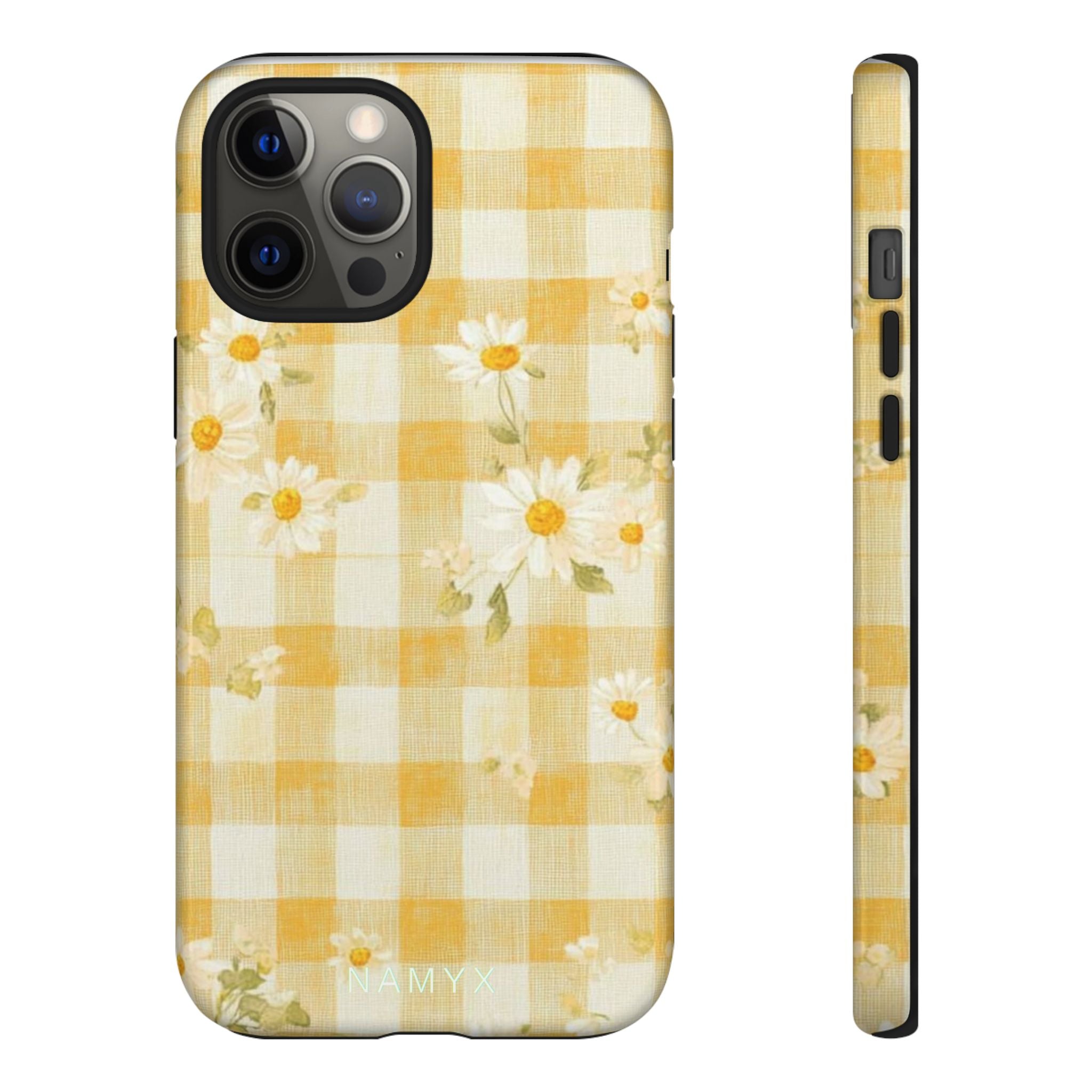 Daisy Gingham Tough Phone Case — Yellow Floral Protective Cover