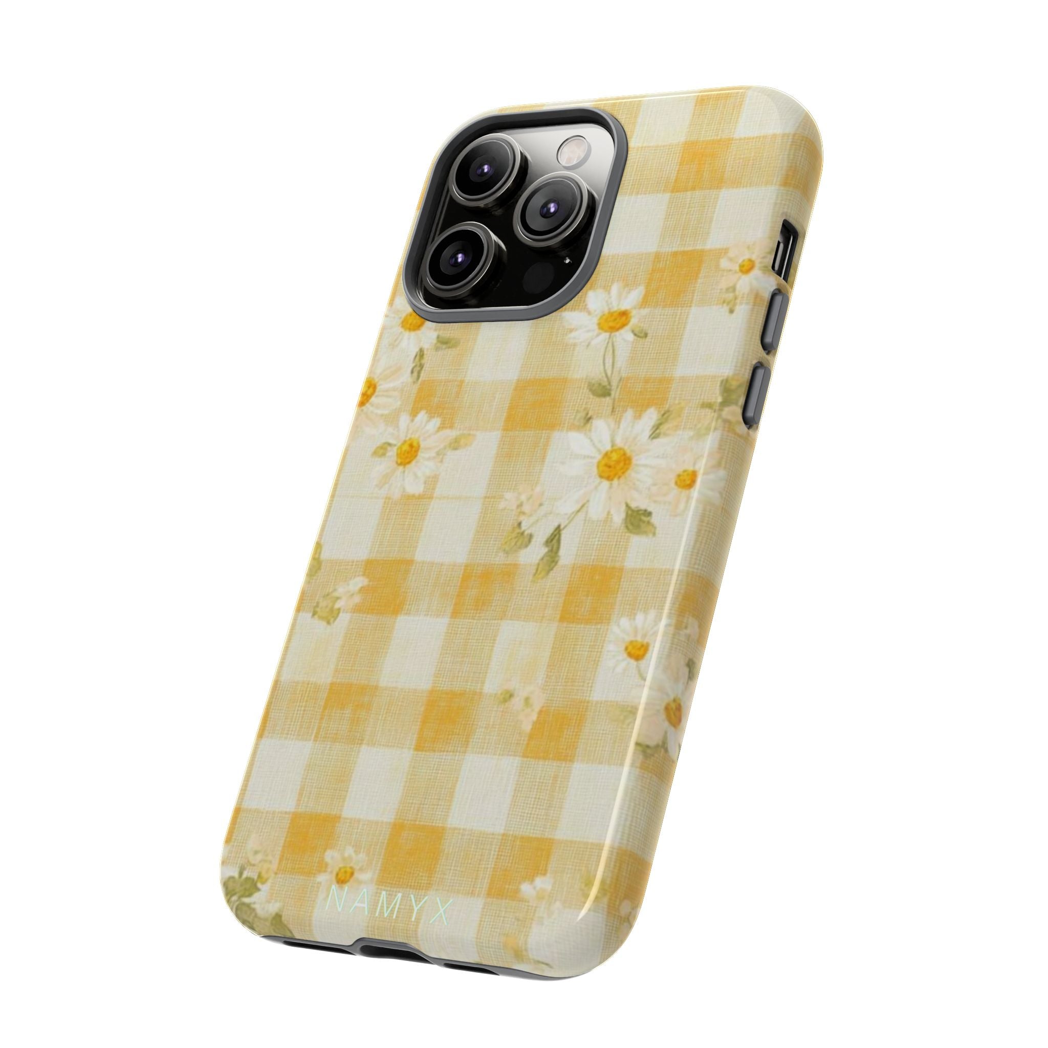 Daisy Gingham Tough Phone Case — Yellow Floral Protective Cover