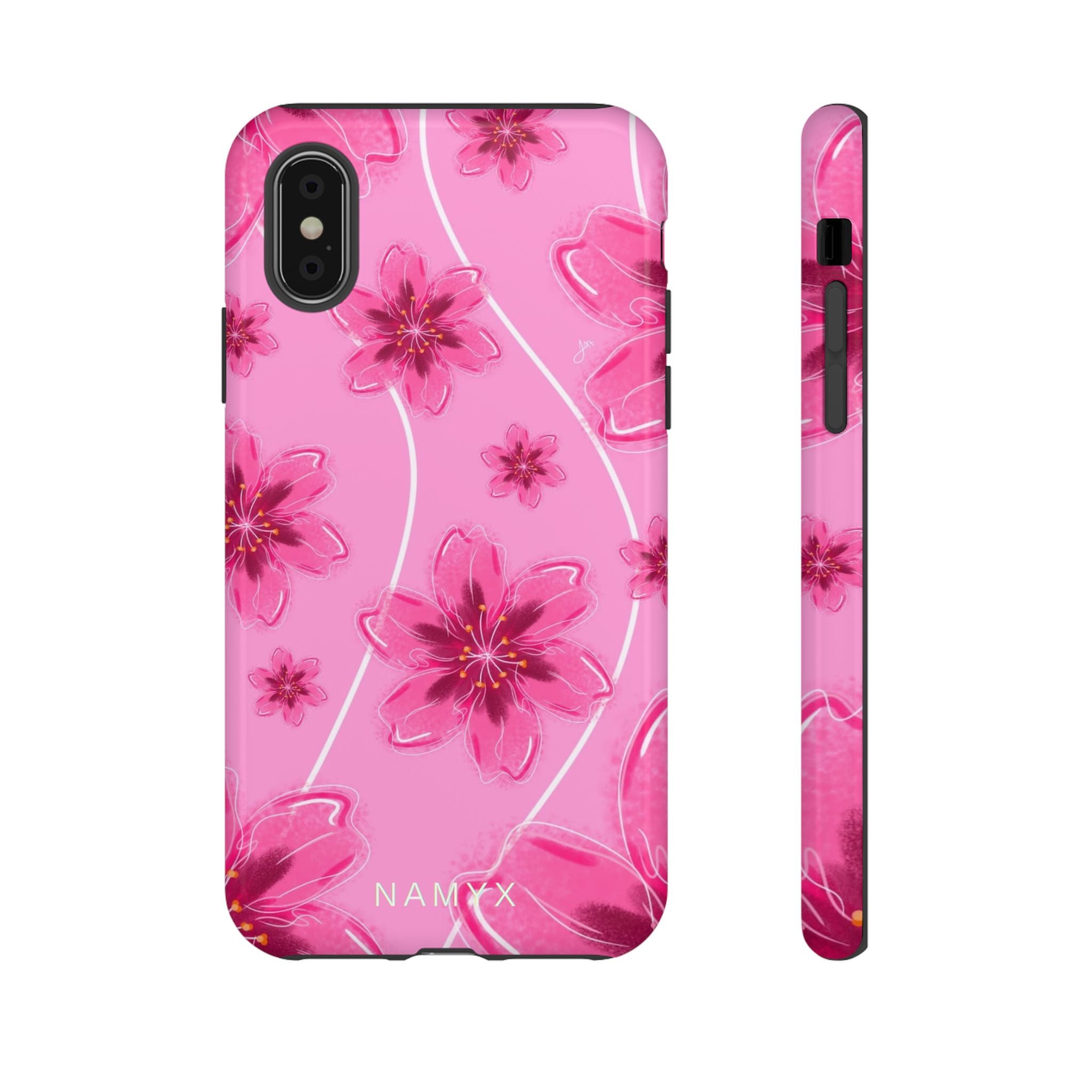 Pink Cherry Blossom Tough Phone Case — Floral Protective Cover
