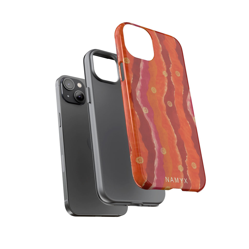 Abstract Red Waves Phone Case — Bold Orange & Pink Protective Tough Case